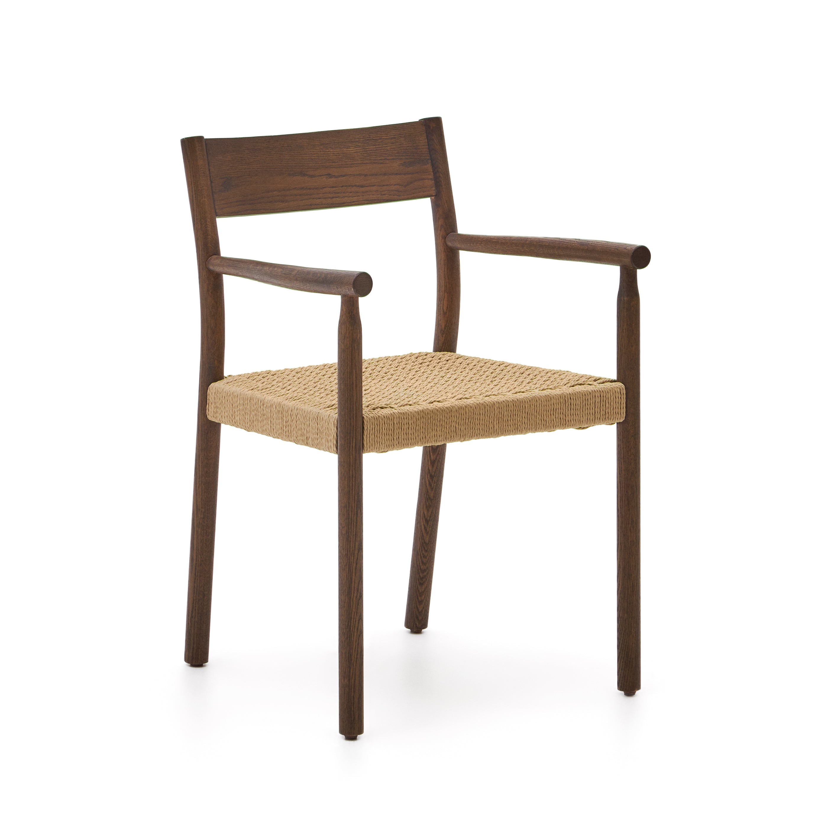 Yalia chair in solid oak with walnut finish and rope seat FSC 100% - Product Image