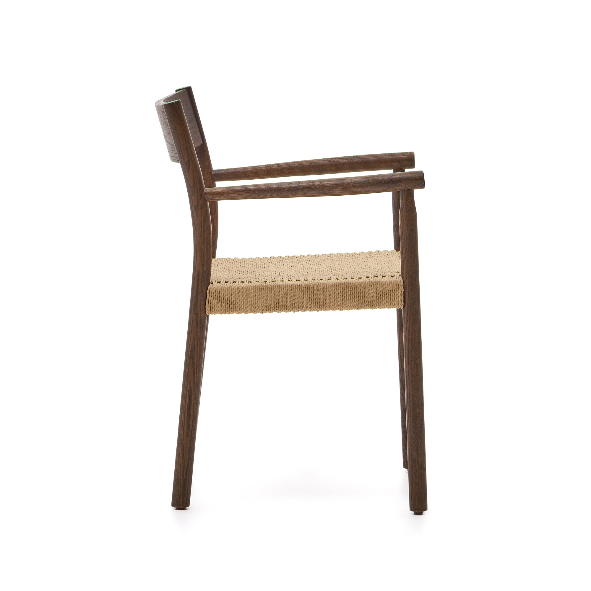 Yalia chair in solid oak with walnut finish and rope seat FSC 100% - Product Image