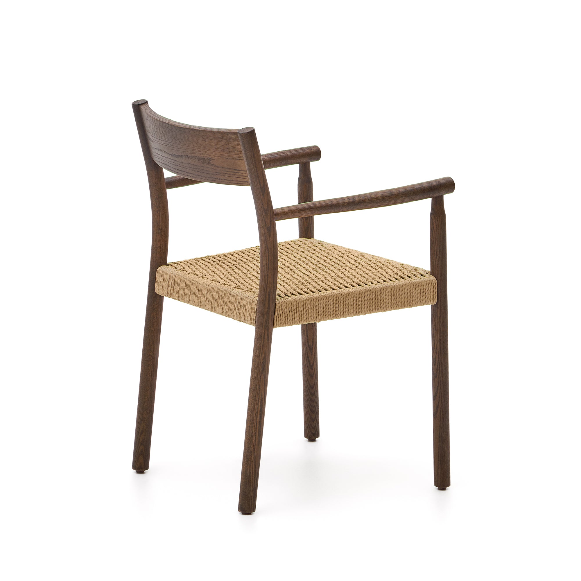Yalia chair in solid oak with walnut finish and rope seat FSC 100% - Product Image