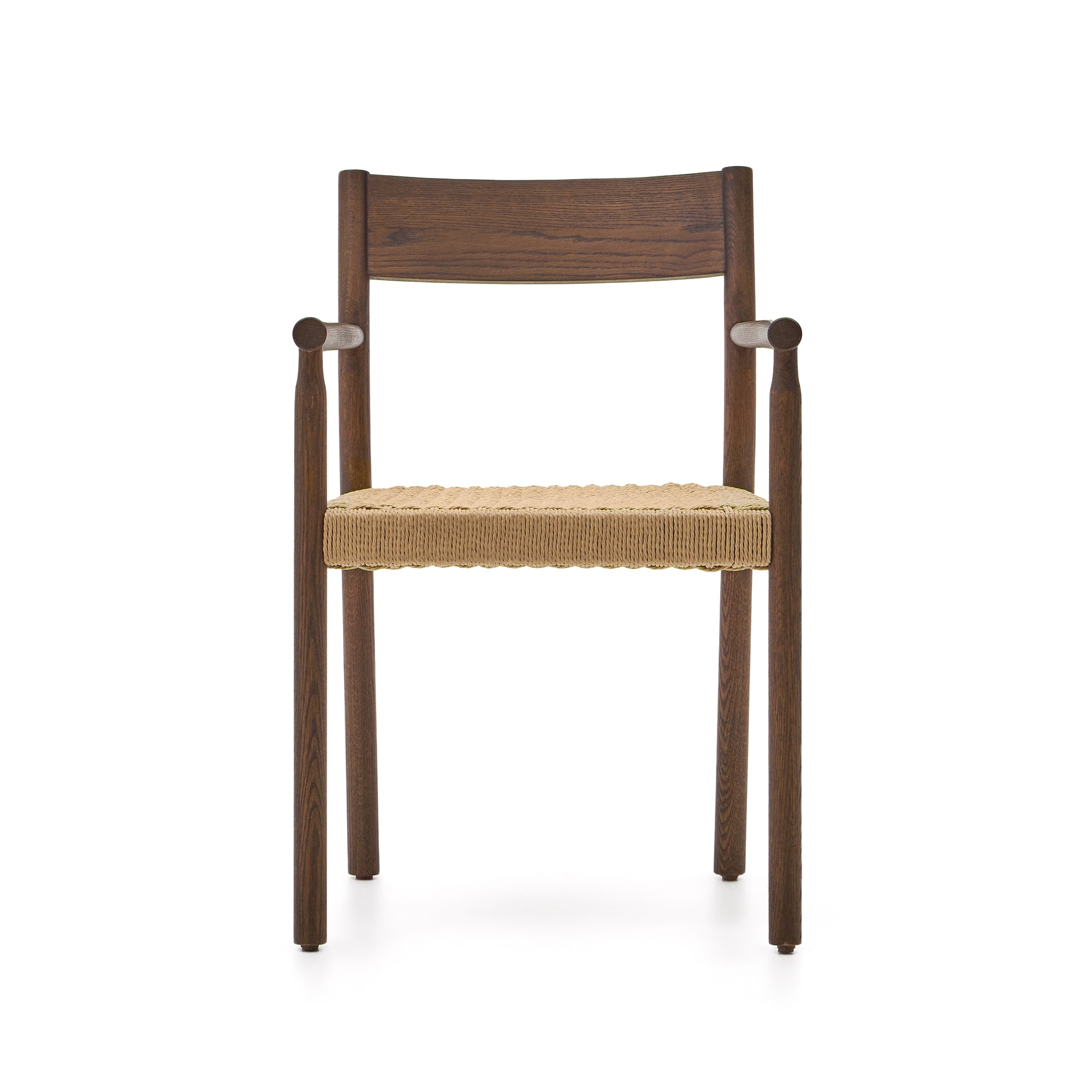 Yalia chair in solid oak with walnut finish and rope seat FSC 100% - Product Image