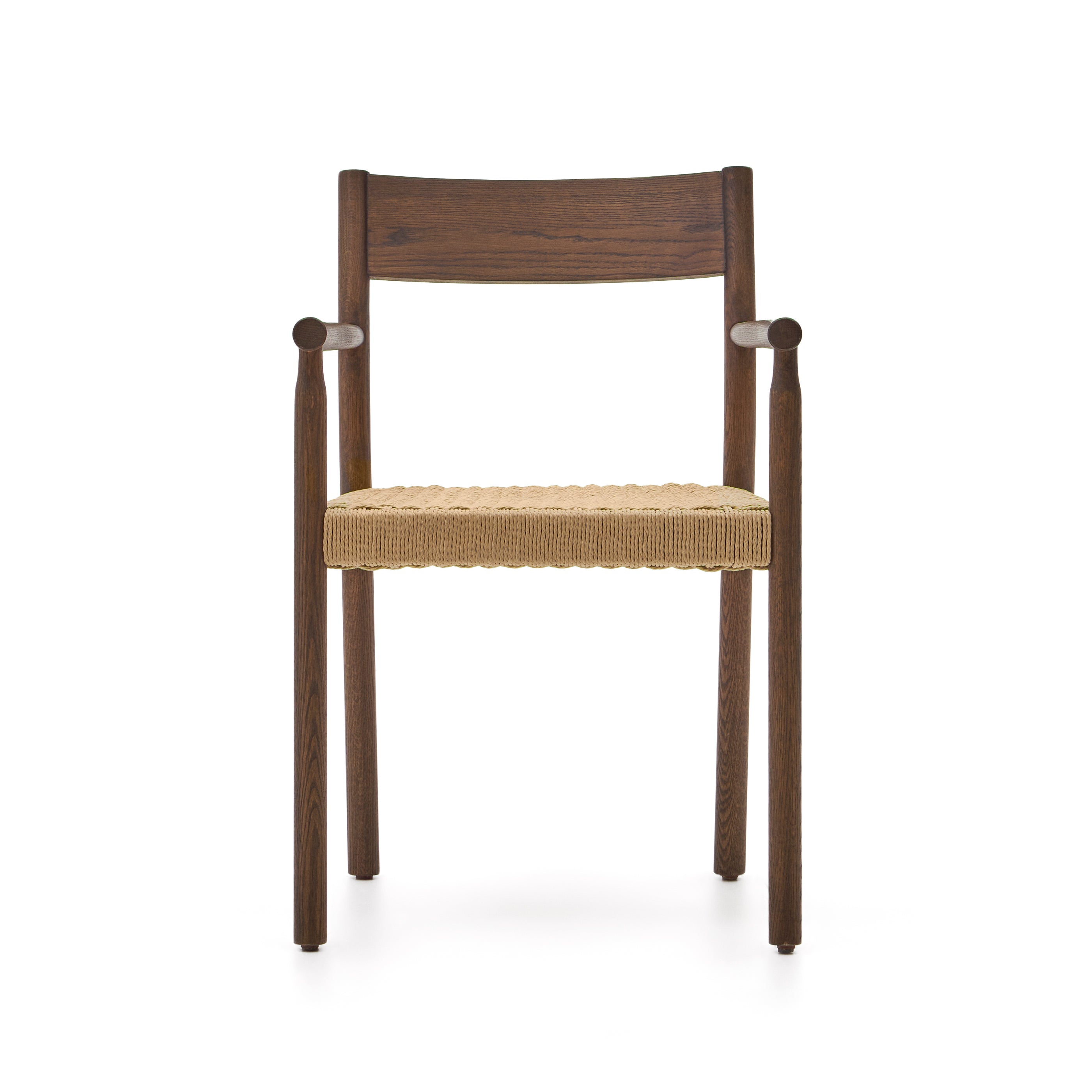 Yalia chair in solid oak with walnut finish and rope seat FSC 100% - Product Image