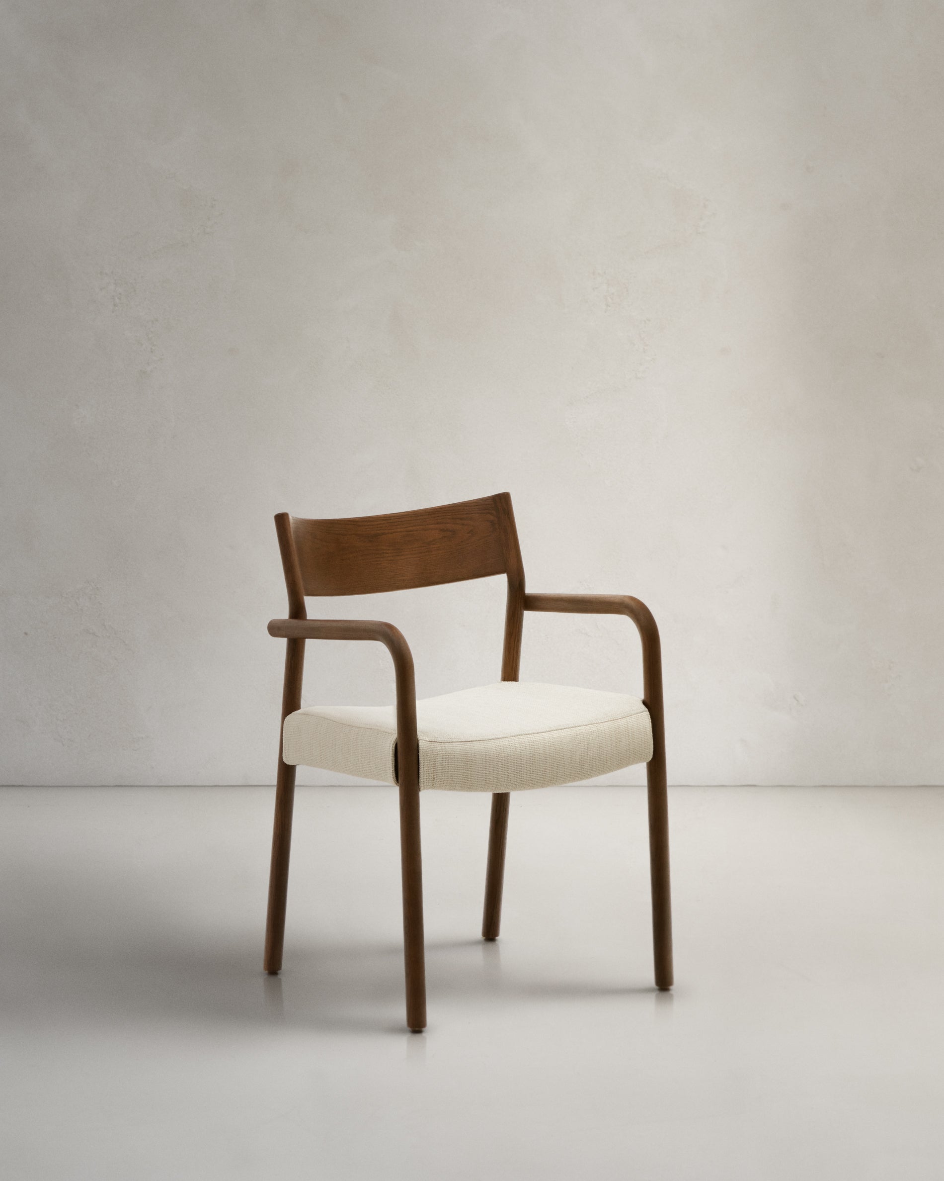 Falconera chair with a removable cover in solid oak wood with walnut finish FSC Mix Credit - Product View