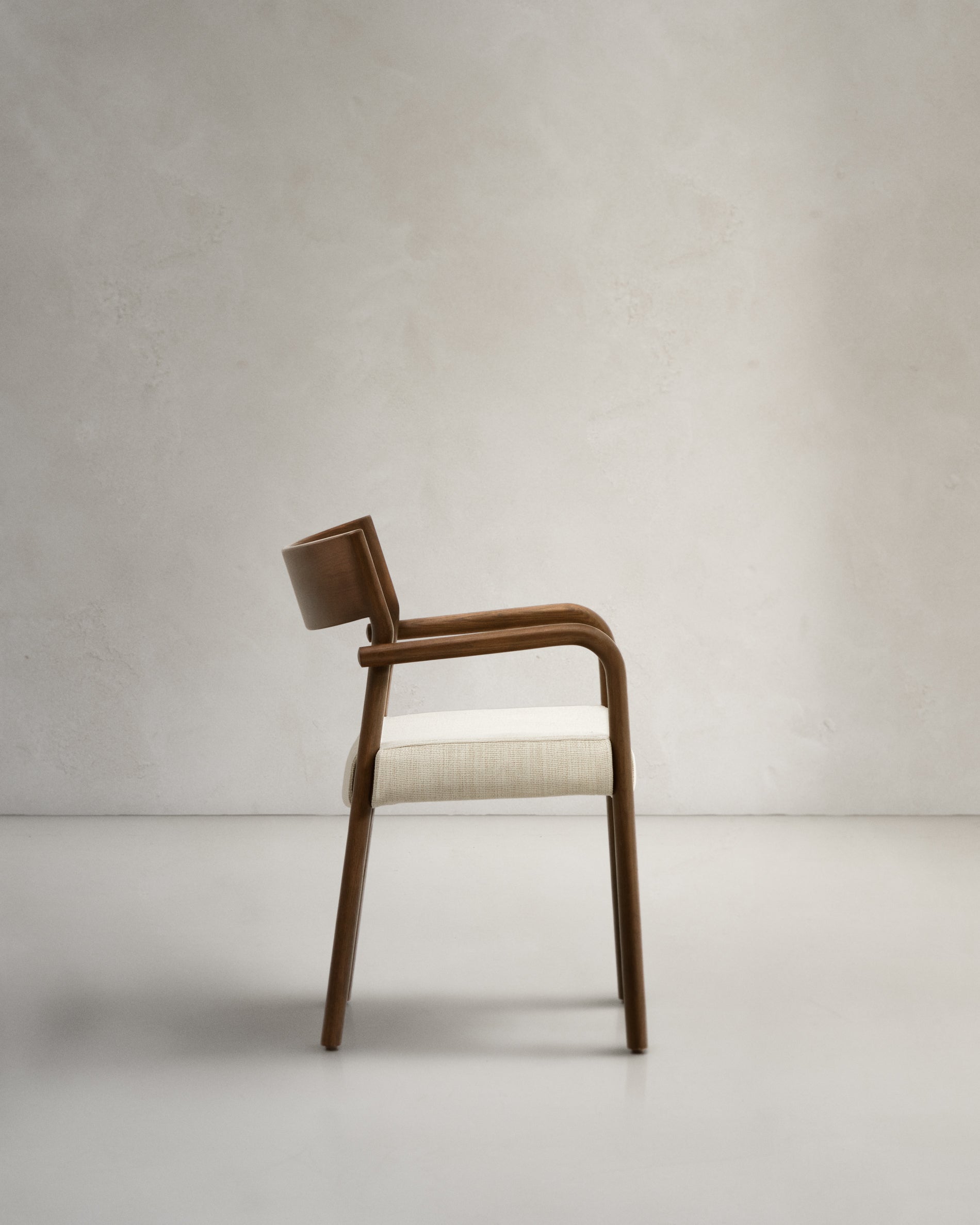 Falconera chair with a removable cover in solid oak wood with walnut finish FSC Mix Credit - Product View