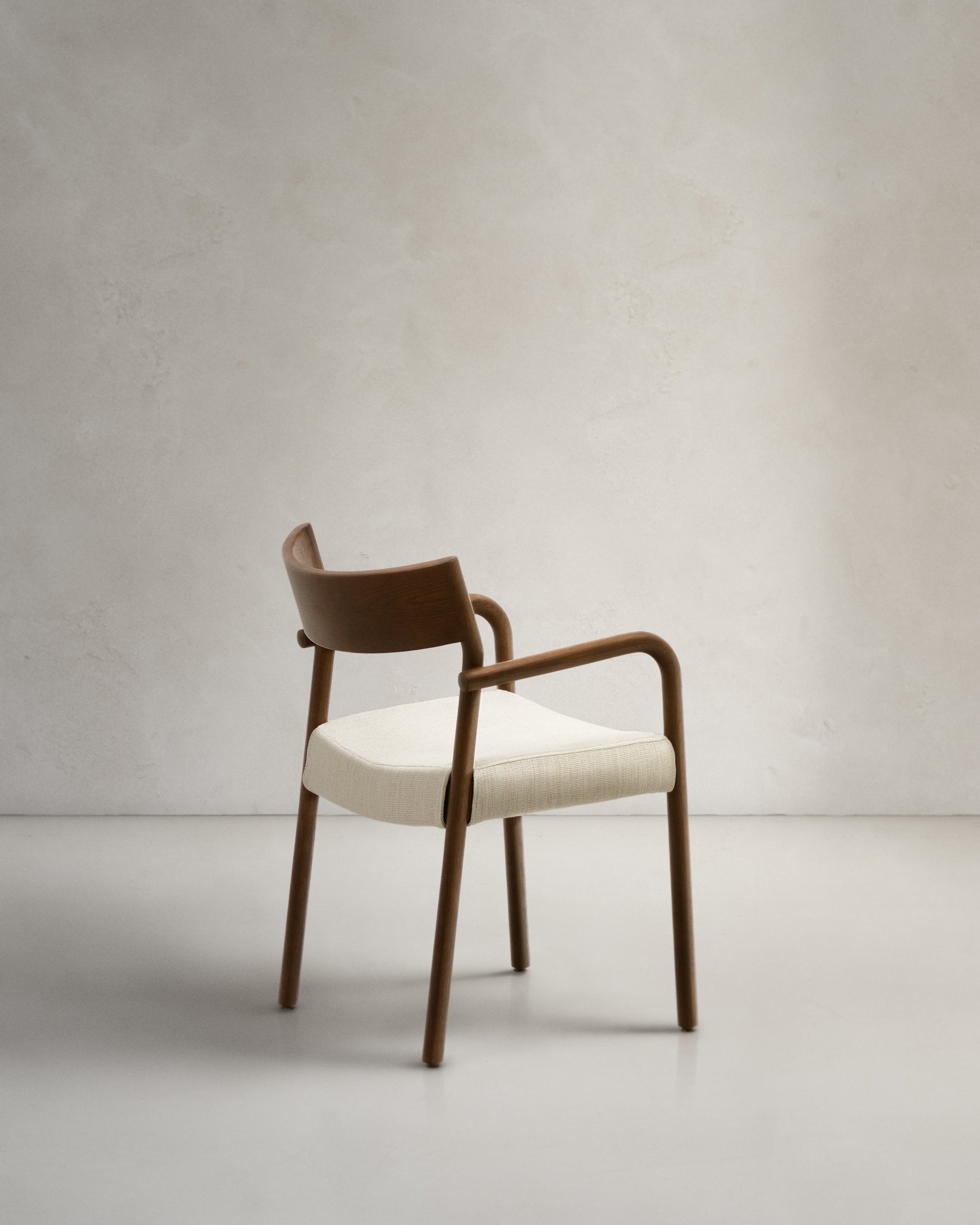 Falconera chair with a removable cover in solid oak wood with walnut finish FSC Mix Credit - Product View