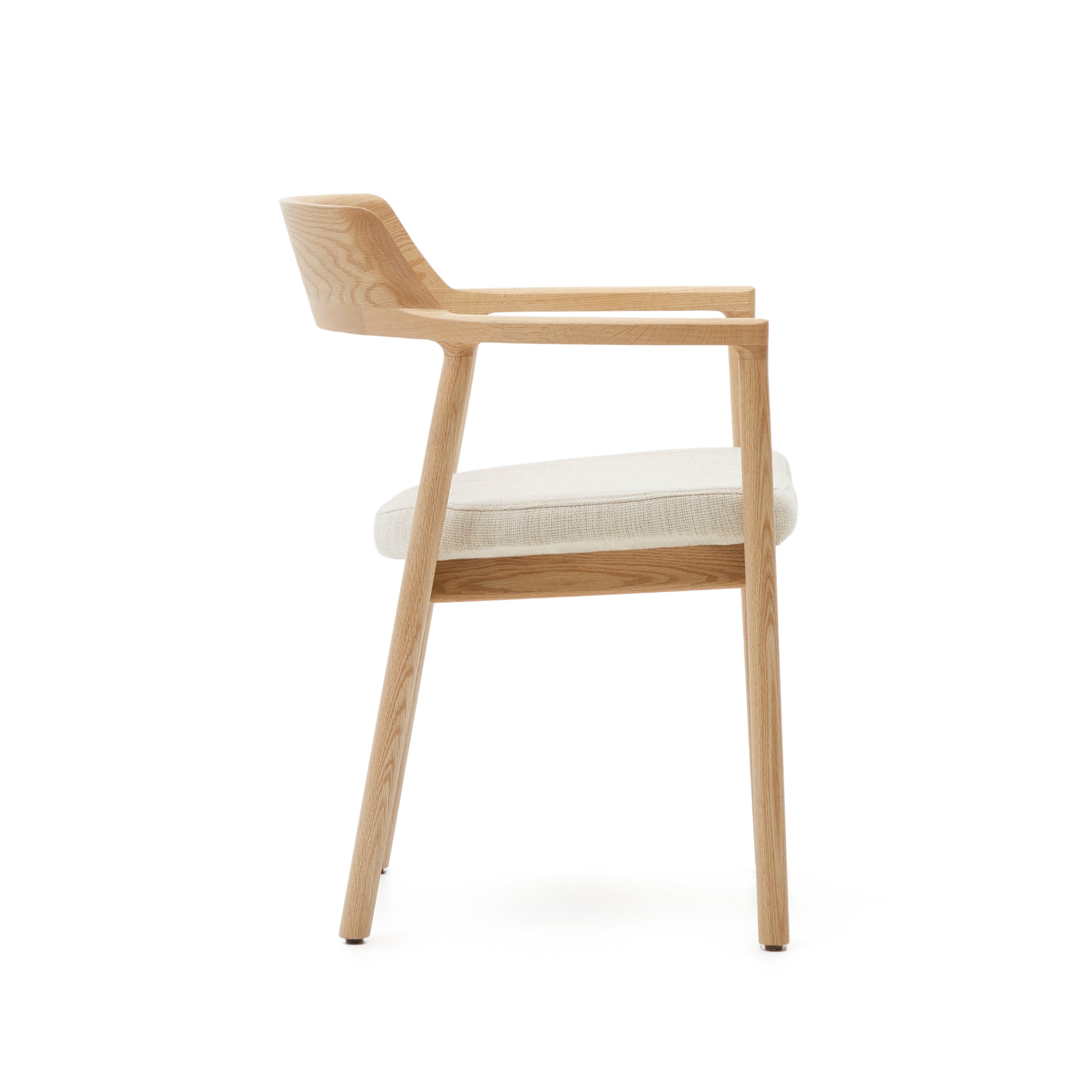 Alocs chair removable cover in beige chenille solid oak wood natural finish FSC Mix Credit - Product Image