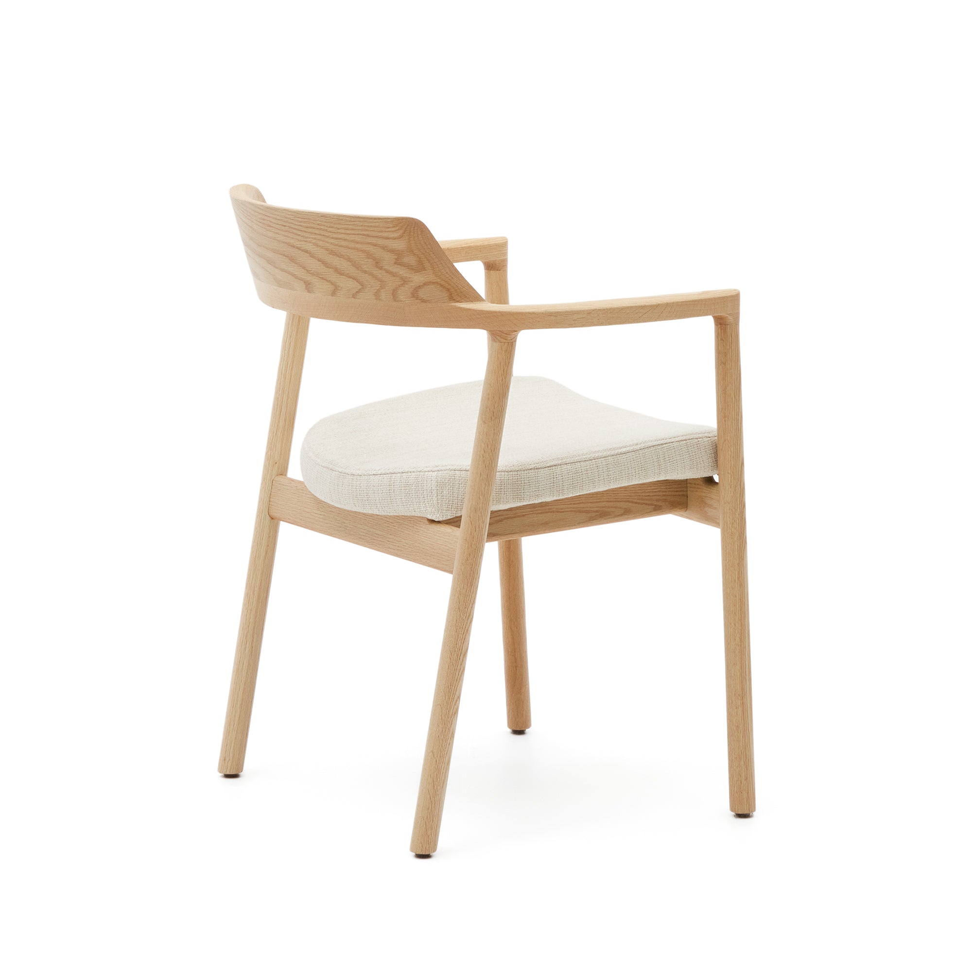 Alocs chair removable cover in beige chenille solid oak wood natural finish FSC Mix Credit - Product Image