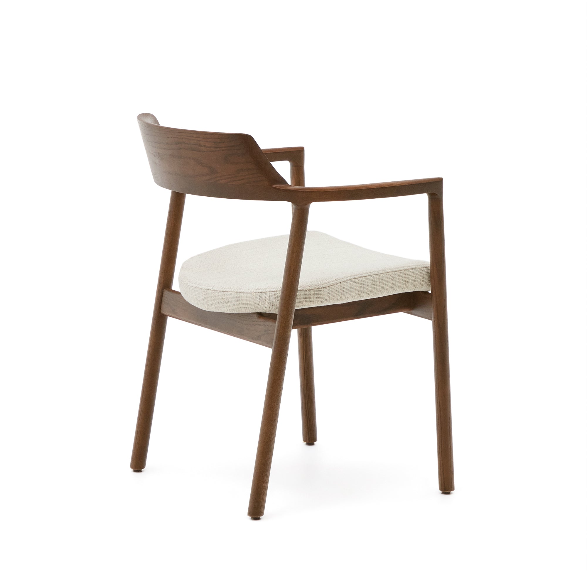 Alocs chair removable cover in beige chenille solid oak wood walnut finish FSC Mix Credit - Product Image