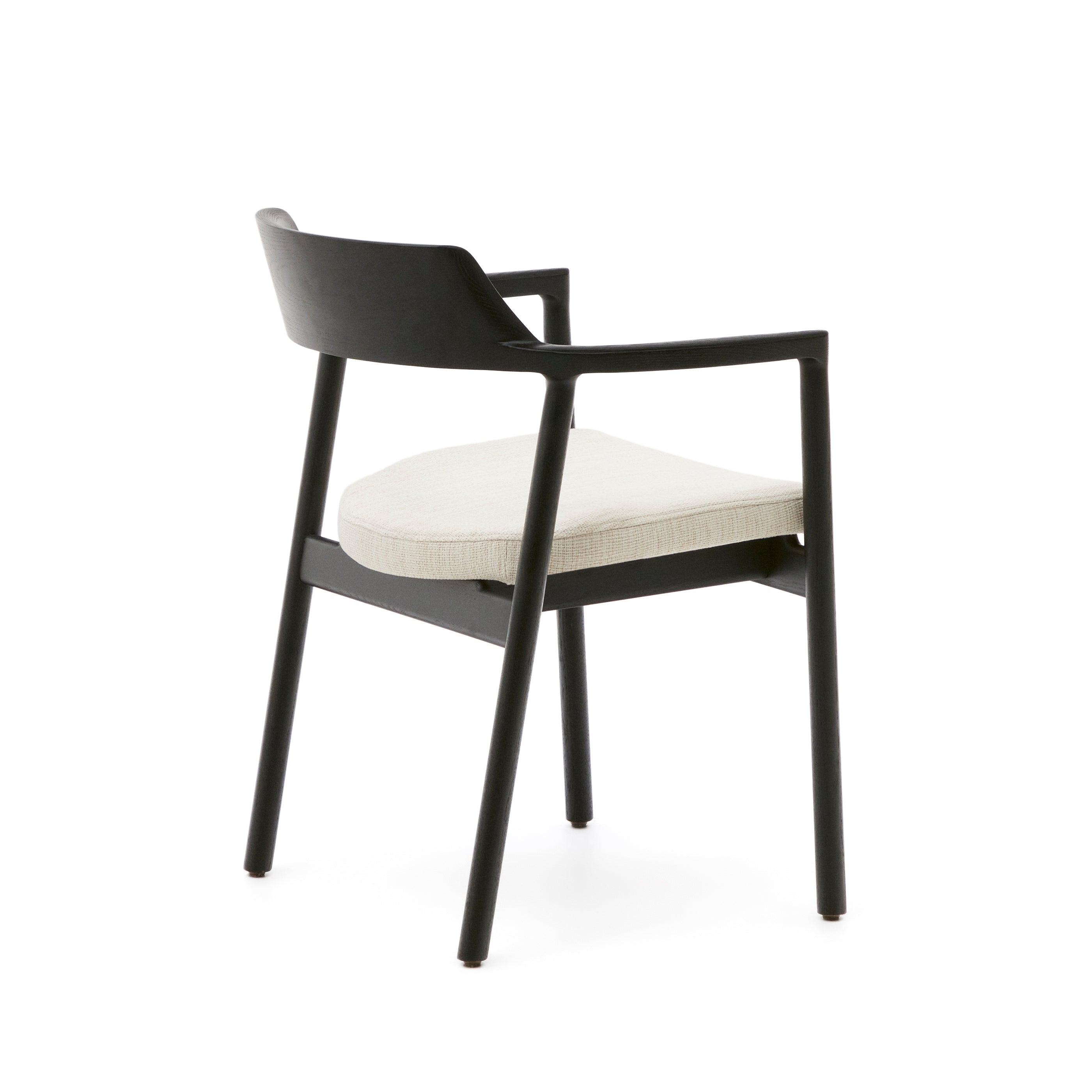 Alocs chair removable cover in beige chenille solid oak wood black finish FSC Mix Credit - Product Image