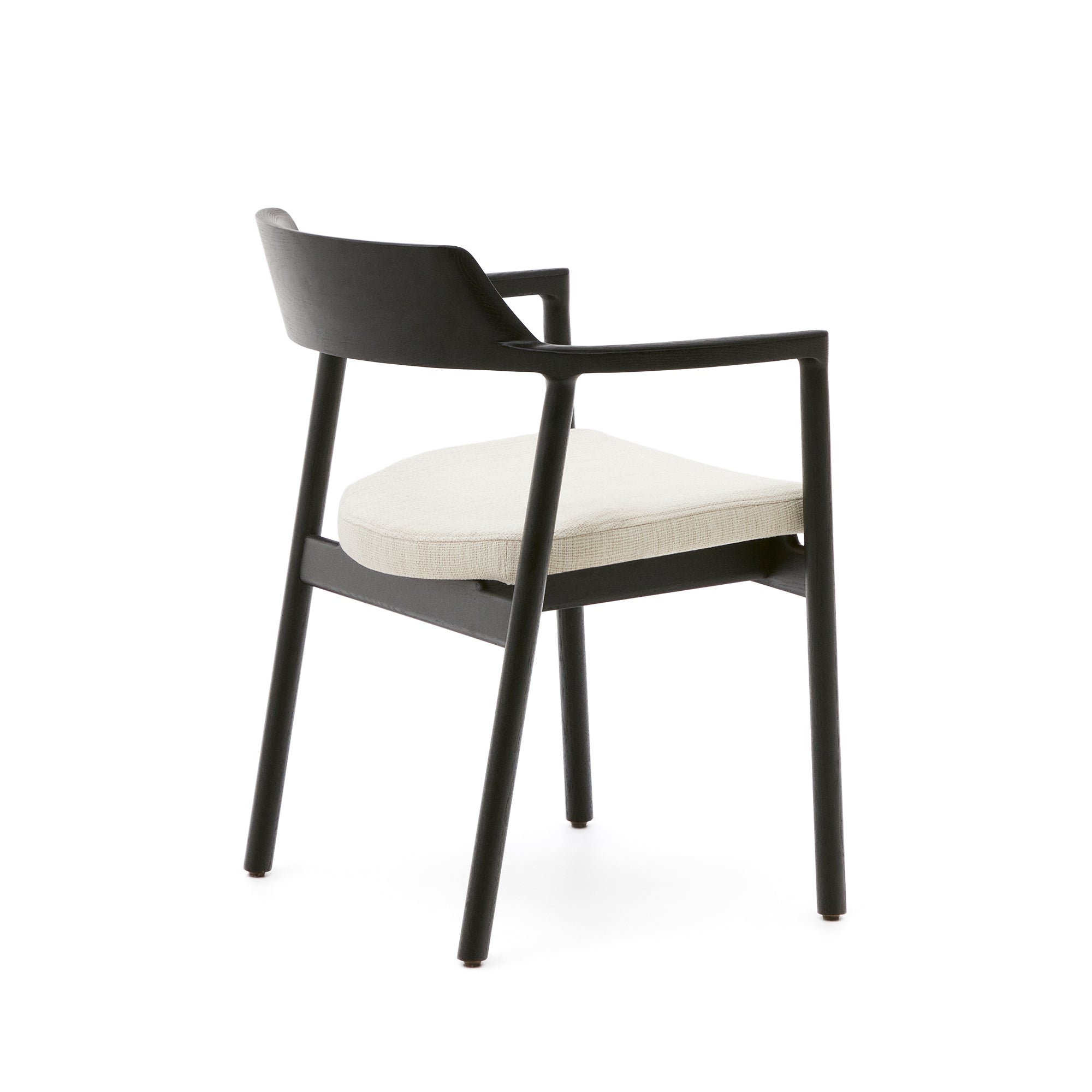 Alocs chair removable cover in beige chenille solid oak wood black finish FSC Mix Credit - Product Image