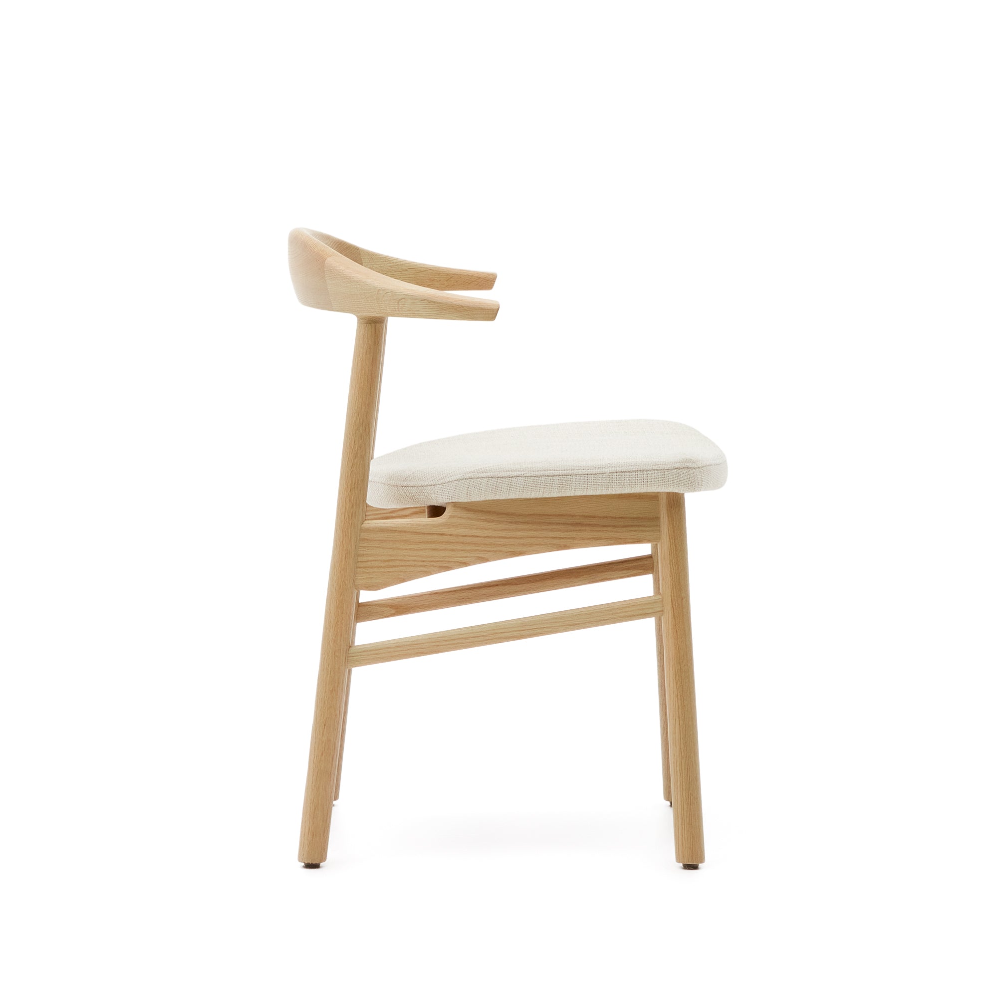 Timons chair with removable cover in beige chenille, solid oak with natural finish, FSC Mix Credit
