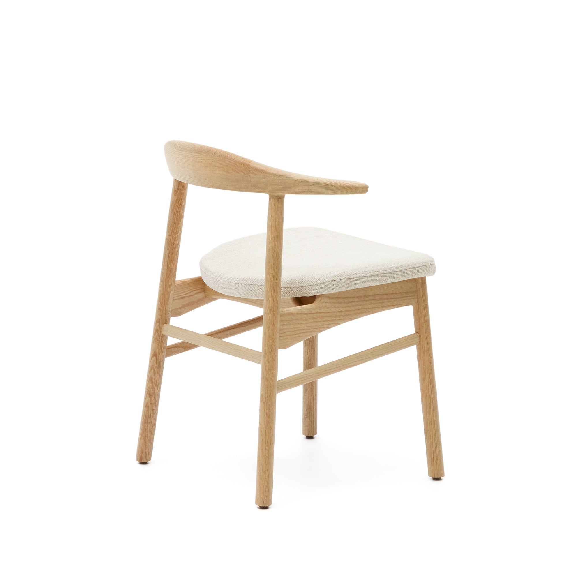 Timons chair removable cover in beige chenille solid oak wood natural finish FSC Mix Credit - Product Image