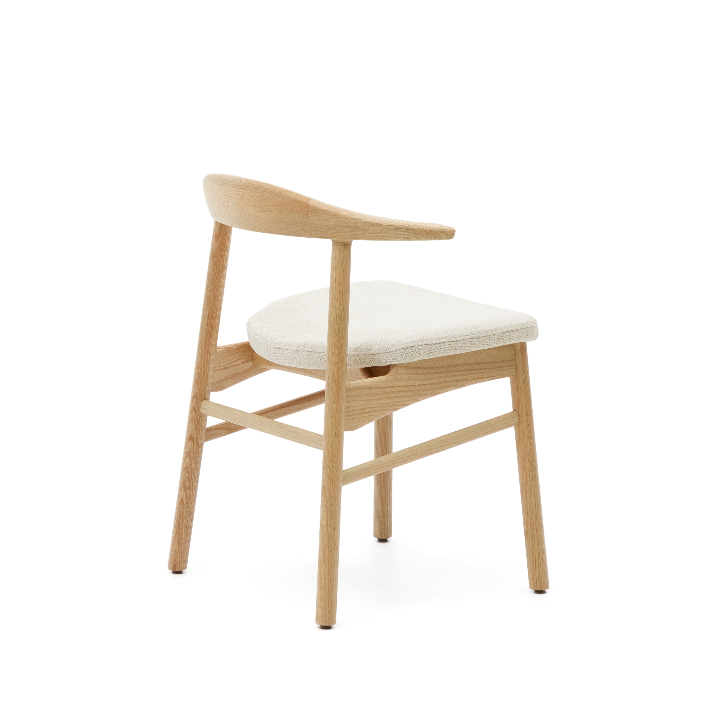 Timons chair removable cover in beige chenille solid oak wood natural finish FSC Mix Credit - Product Image