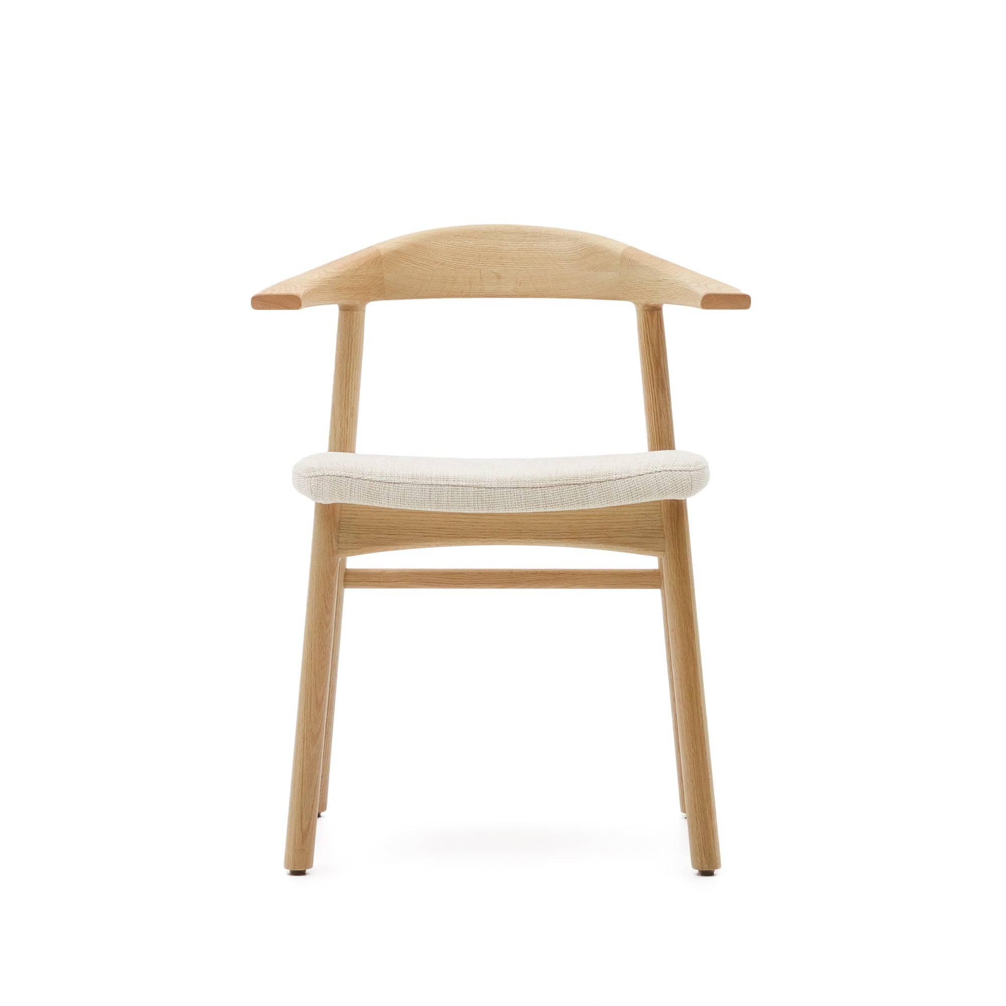 Timons chair removable cover in beige chenille solid oak wood natural finish FSC Mix Credit - Product Image