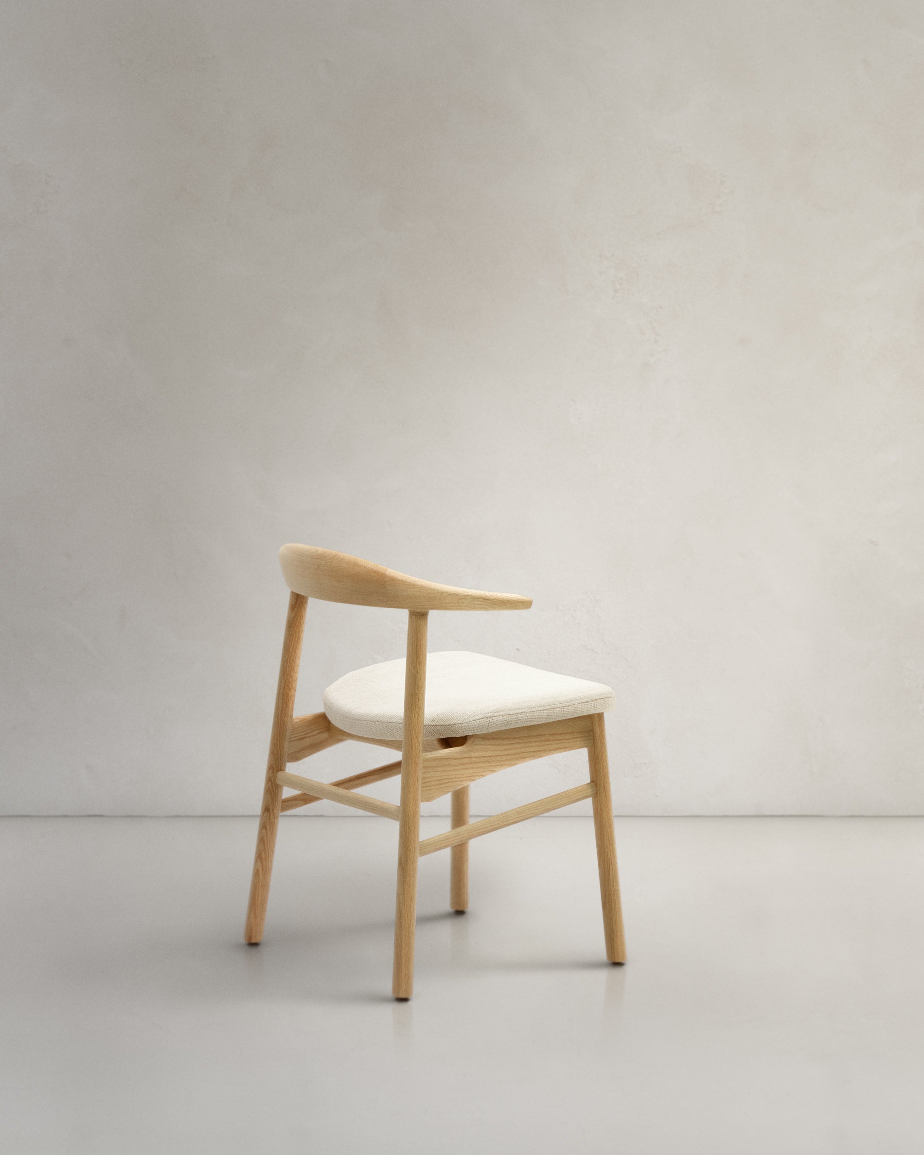 Timons chair removable cover in beige chenille solid oak wood natural finish FSC Mix Credit - Product View