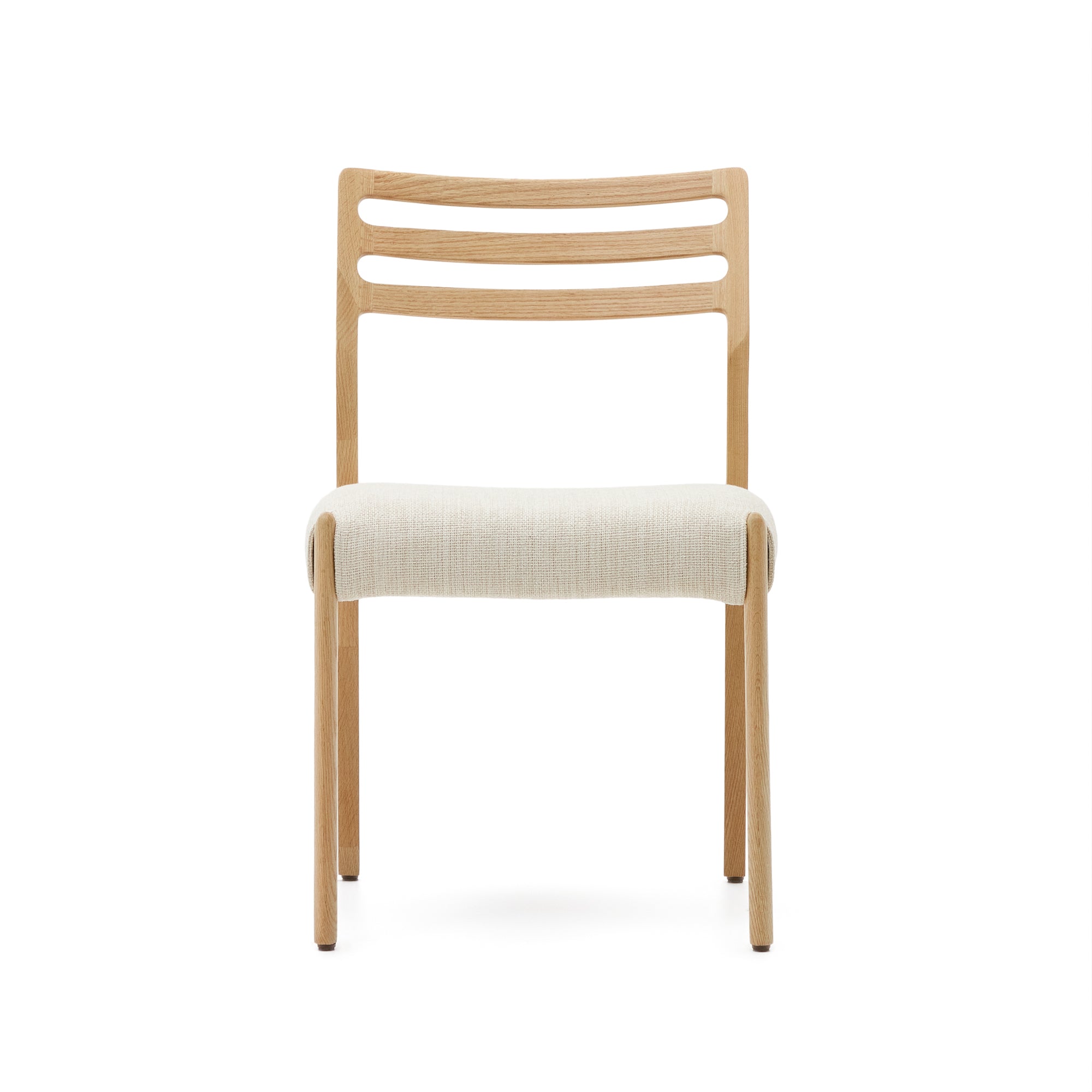 Cudia chair with removable cover, beige chenille, solid oak with natural finish, FSC Mix Credit