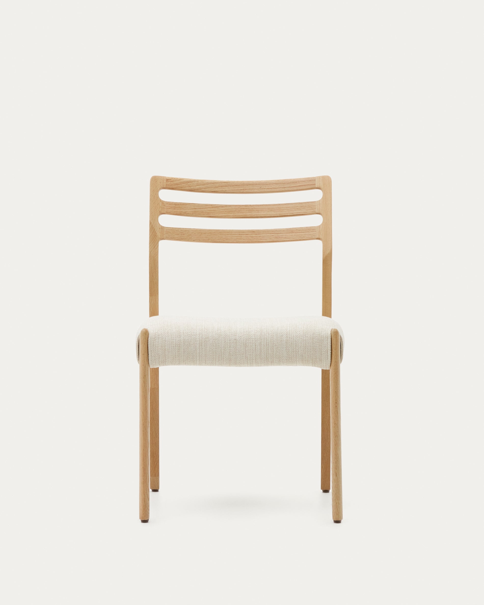 Cudia chair with removable cover, beige chenille, solid oak with natural finish, FSC Mix Credit