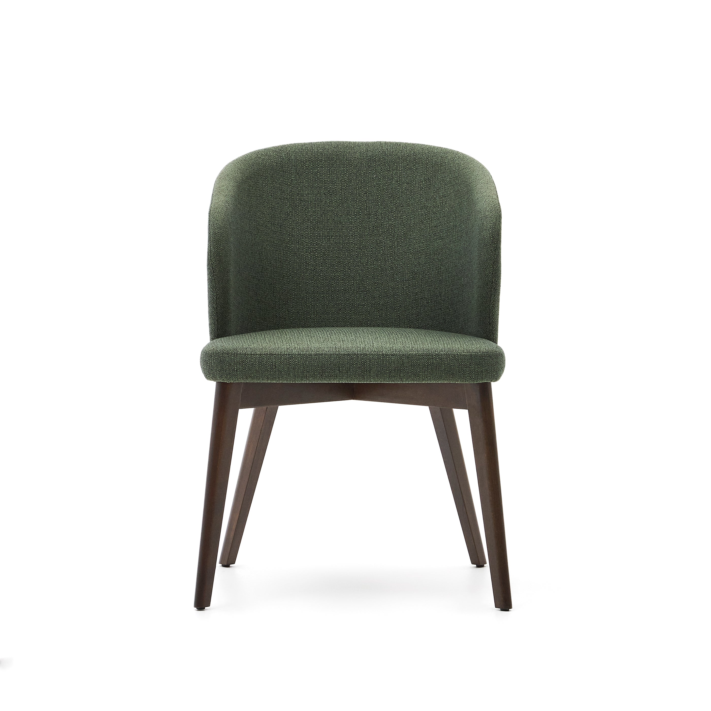 Darice chair in green chenille and solid beech wood in a walnut finish FSC 100% - Product Image