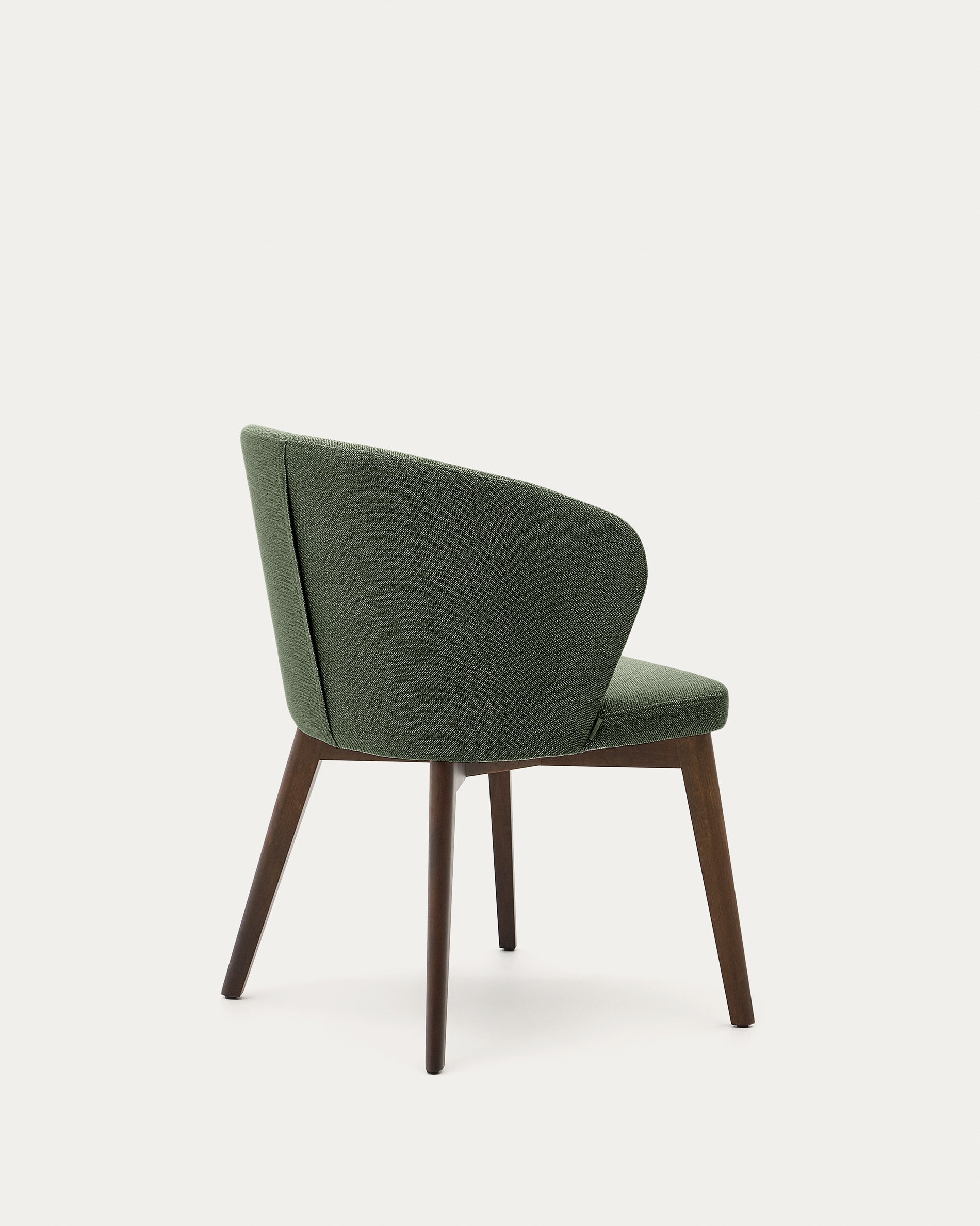 Darice chair in green chenille and solid beech wood in a walnut finish FSC 100% - Product View