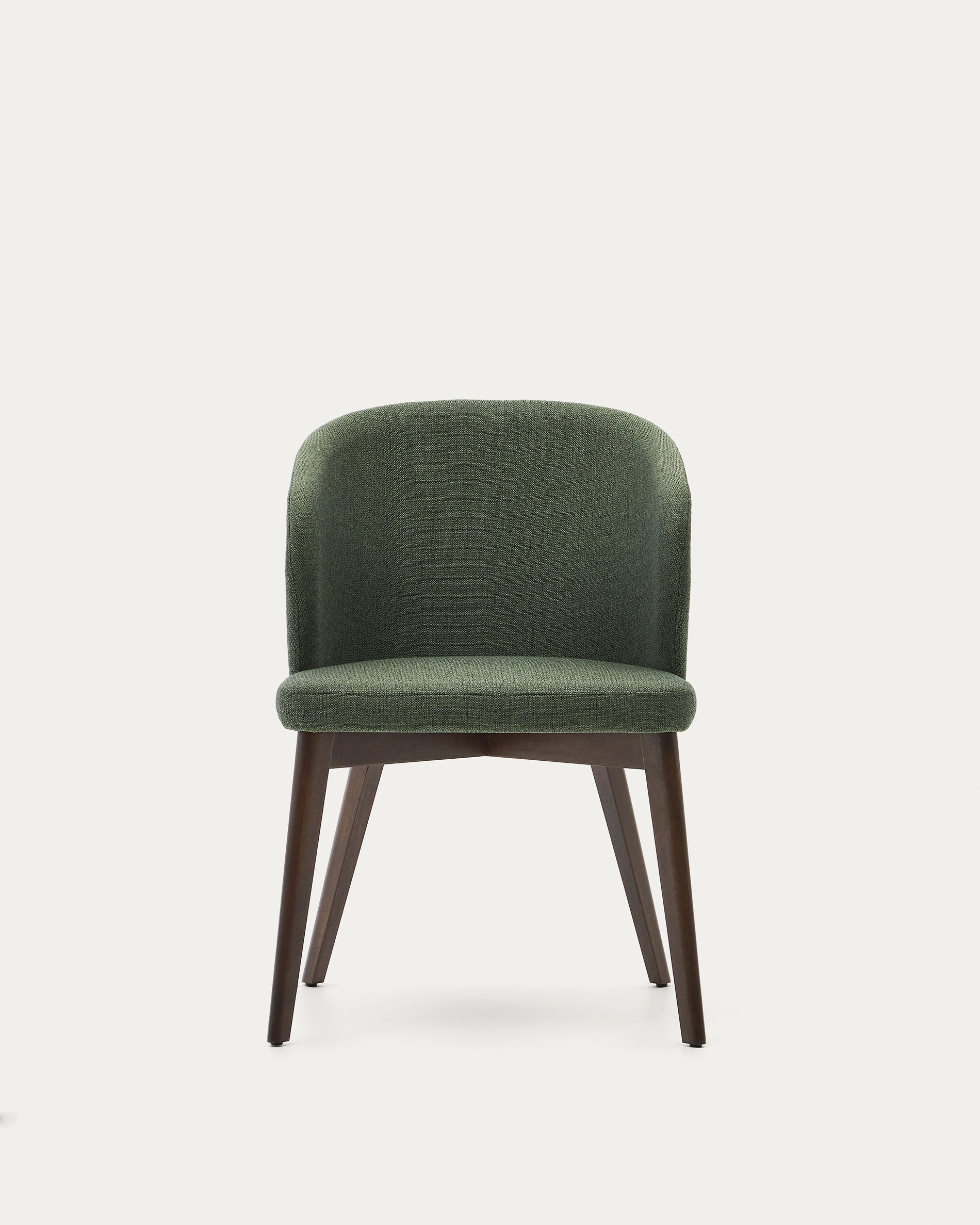 Darice chair in green chenille and solid beech wood in a walnut finish FSC 100% - Product View