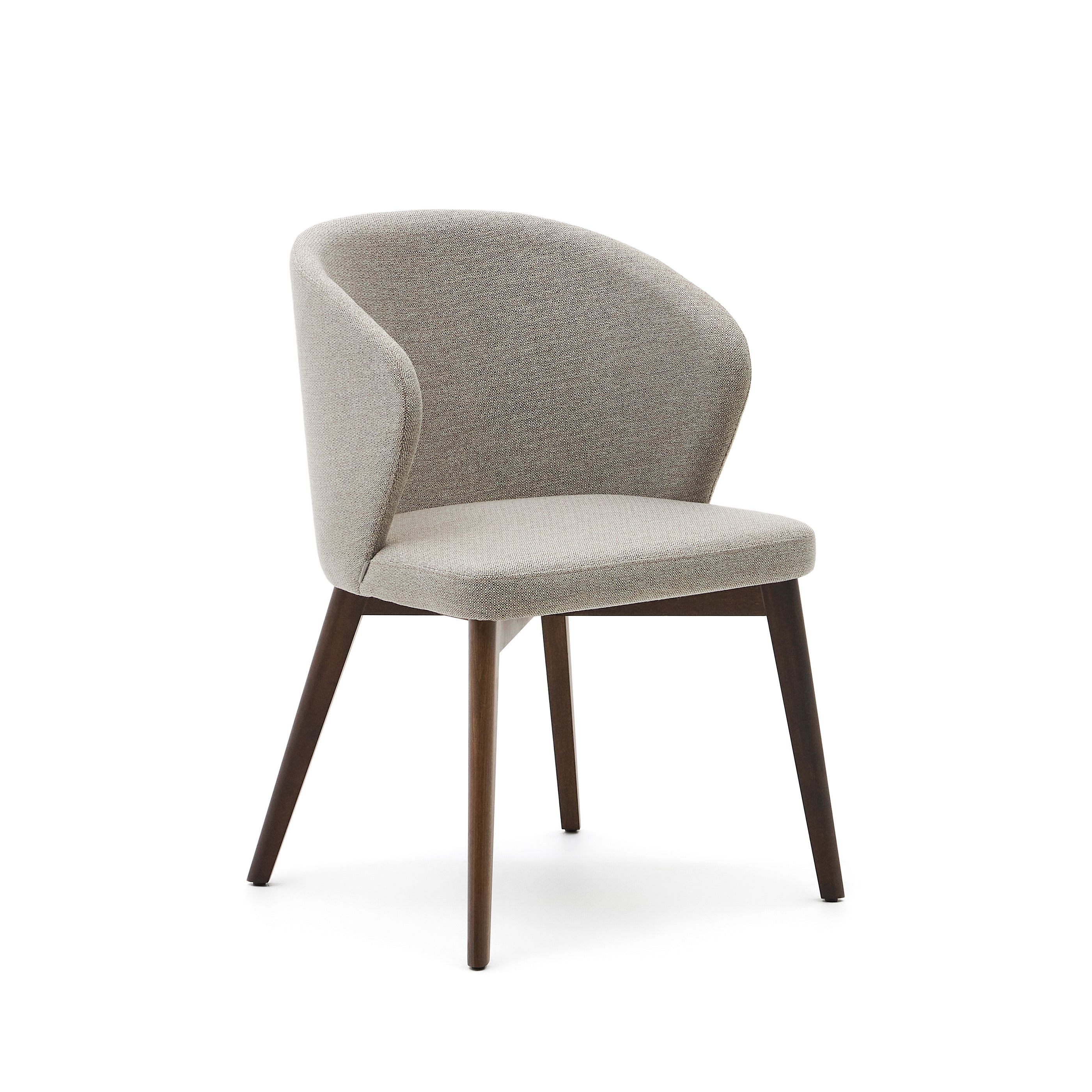 Darice chair in brown chenille and solid beech wood in a walnut finish FSC 100% - Product Image