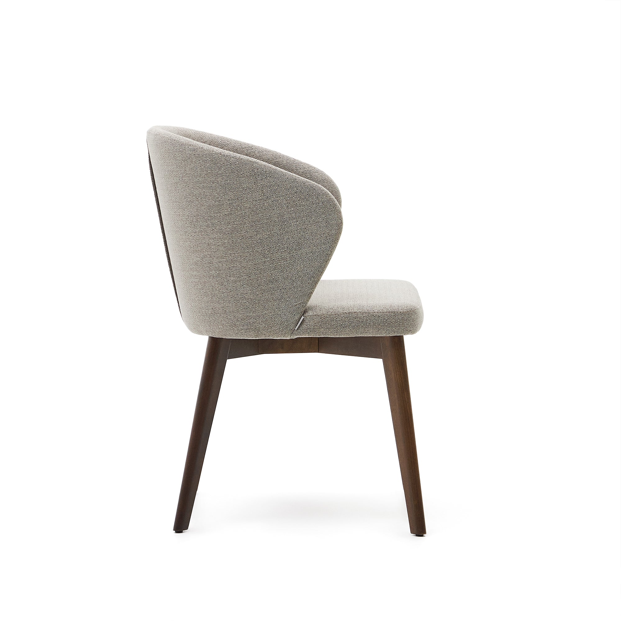 Darice chair in brown chenille and 100% FSC certified solid beech wood with a walnut finish