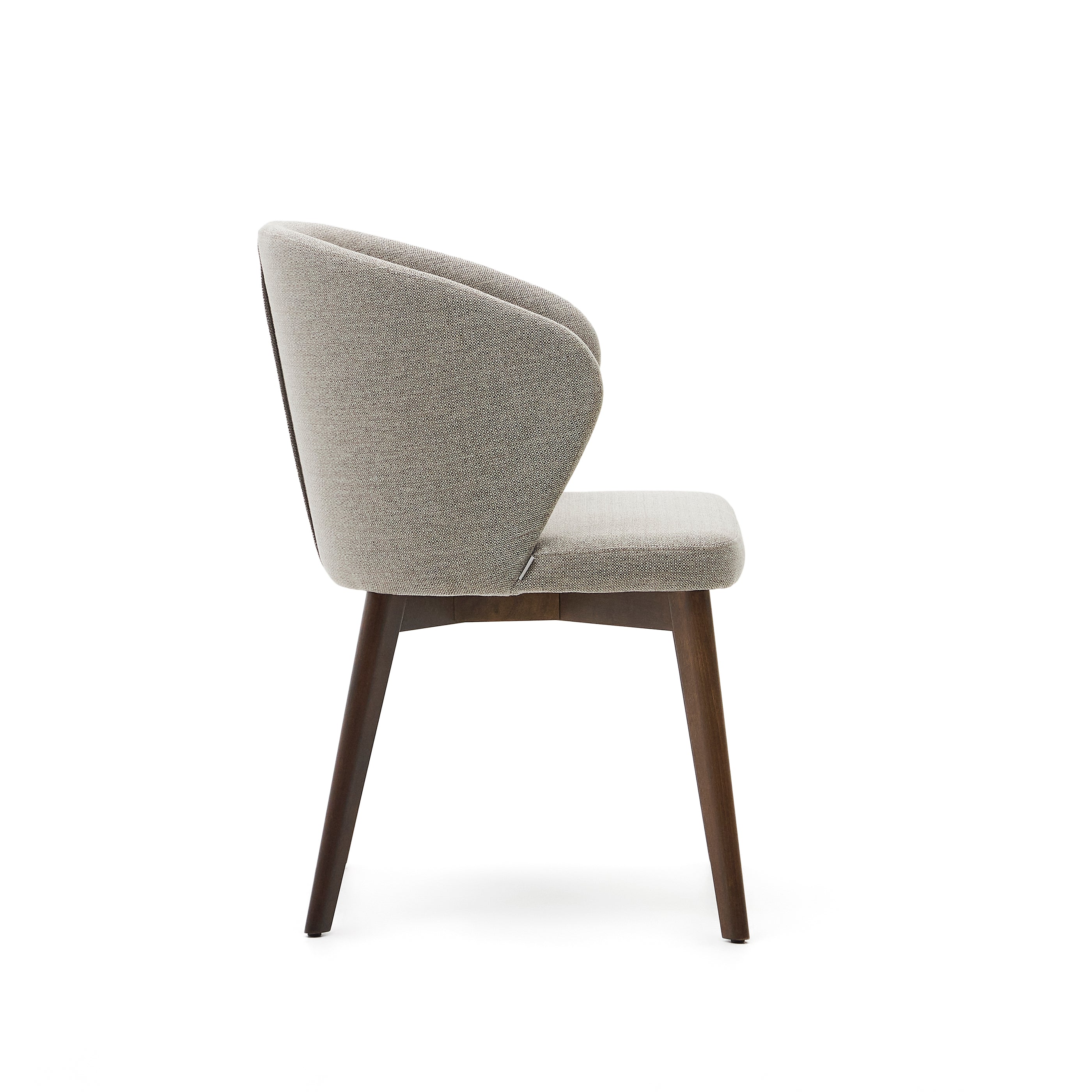 Darice chair in brown chenille and solid beech wood in a walnut finish FSC 100% - Product Image