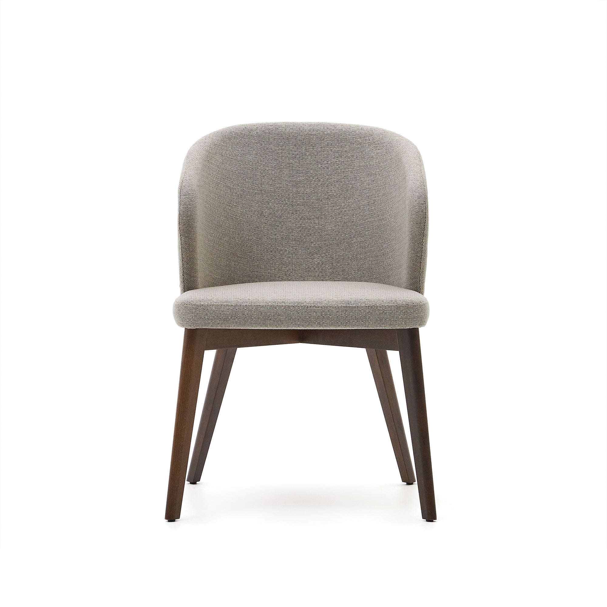 Darice chair in brown chenille and solid beech wood in a walnut finish FSC 100% - Product Image