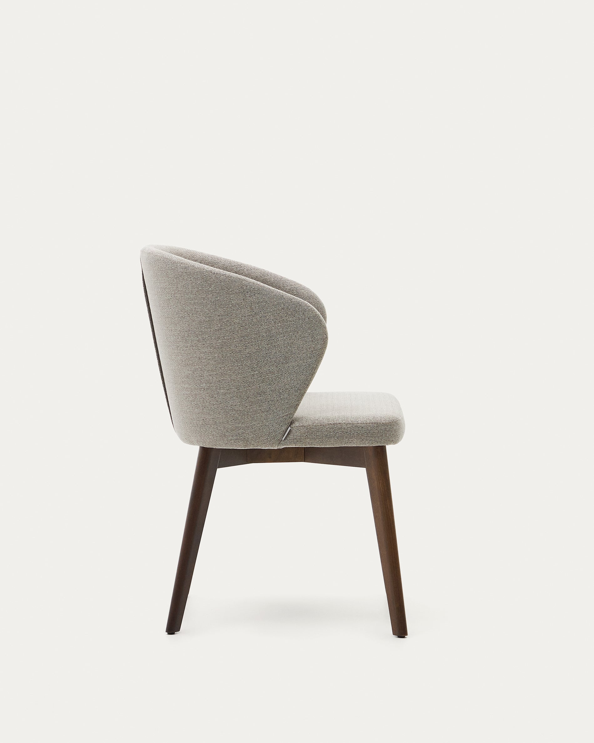 Darice chair in brown chenille and 100% FSC certified solid beech wood with a walnut finish