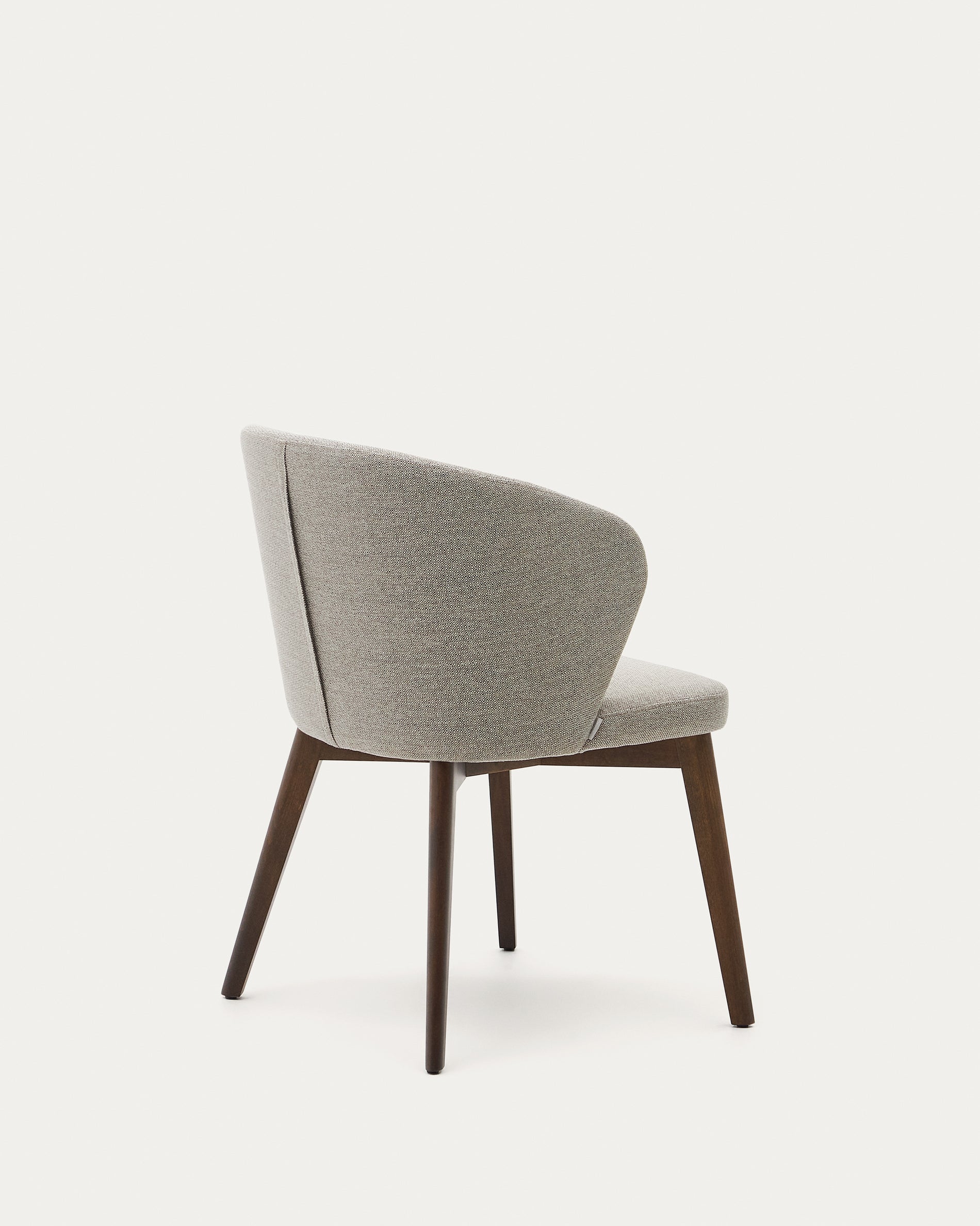 Darice chair in brown chenille and solid beech wood in a walnut finish FSC 100% - Product View