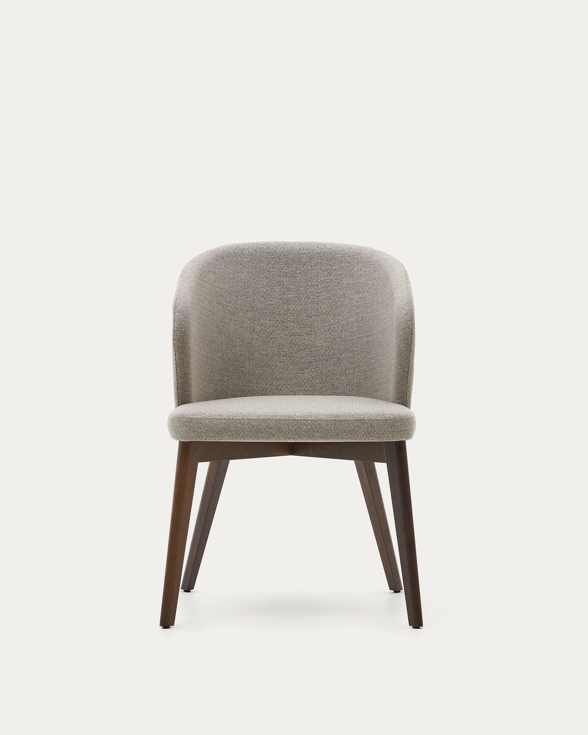 Darice chair in brown chenille and solid beech wood in a walnut finish FSC 100% - Product View