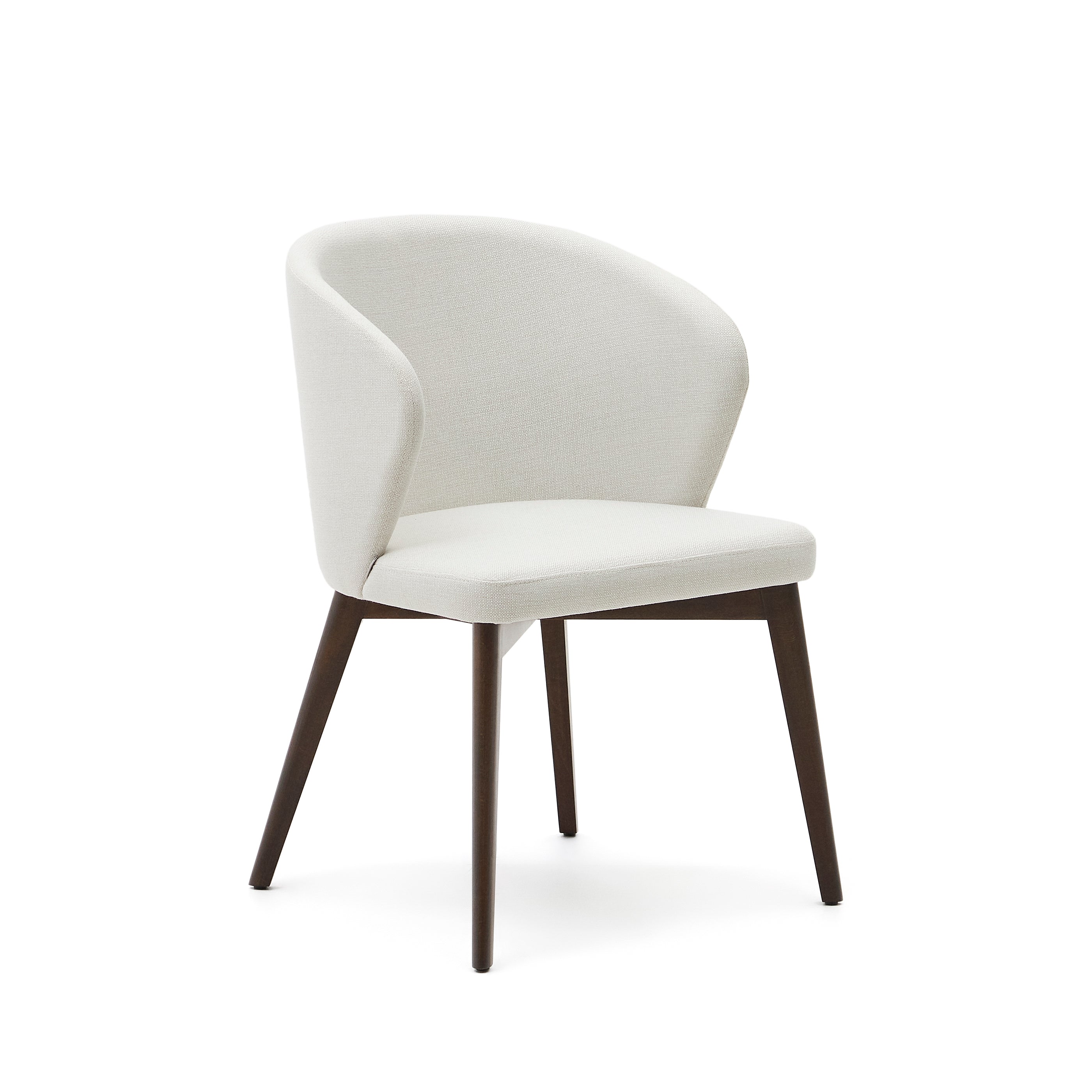 Darice chair in beige chenille and solid beech wood in a walnut finish FSC 100% - Product Image