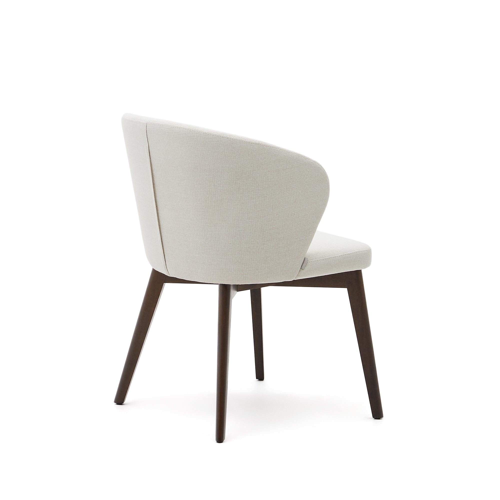 Darice chair in beige chenille and 100% FSC certified solid beech wood with walnut finish