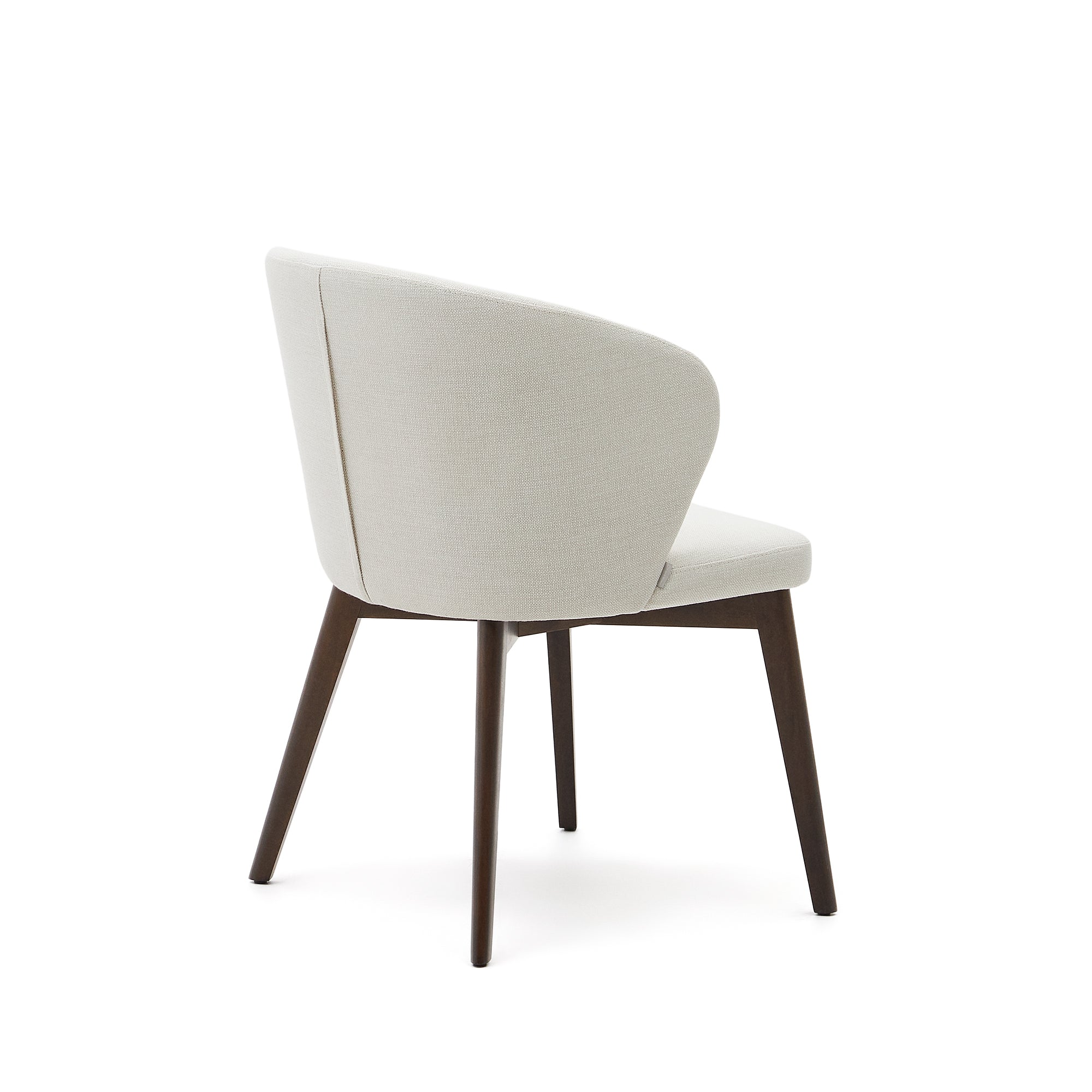 Darice chair in beige chenille and solid beech wood in a walnut finish FSC 100% - Product Image