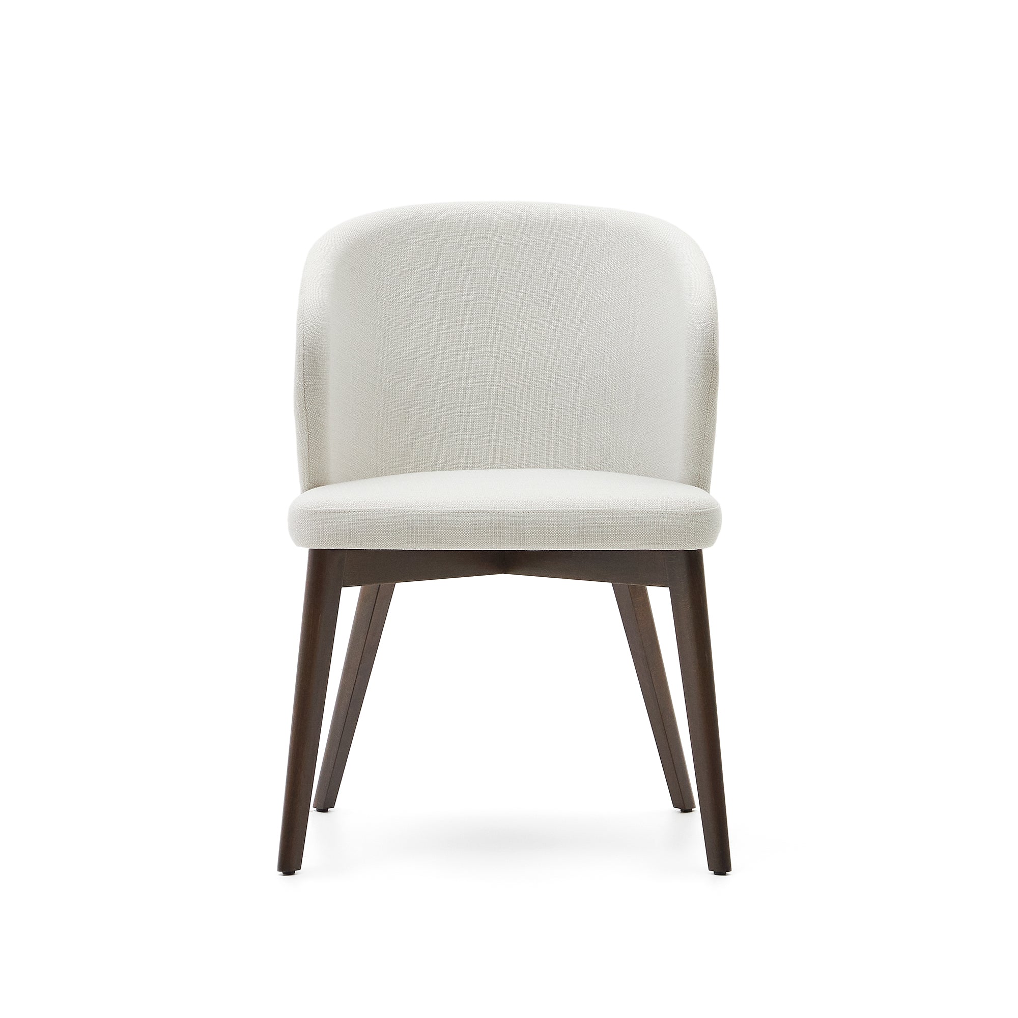 Darice chair in beige chenille and solid beech wood in a walnut finish FSC 100% - Product Image