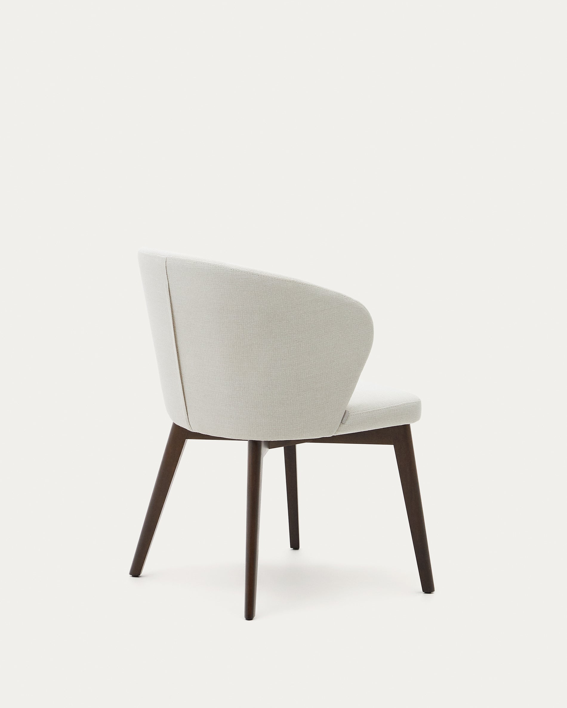 Darice chair in beige chenille and 100% FSC certified solid beech wood with walnut finish