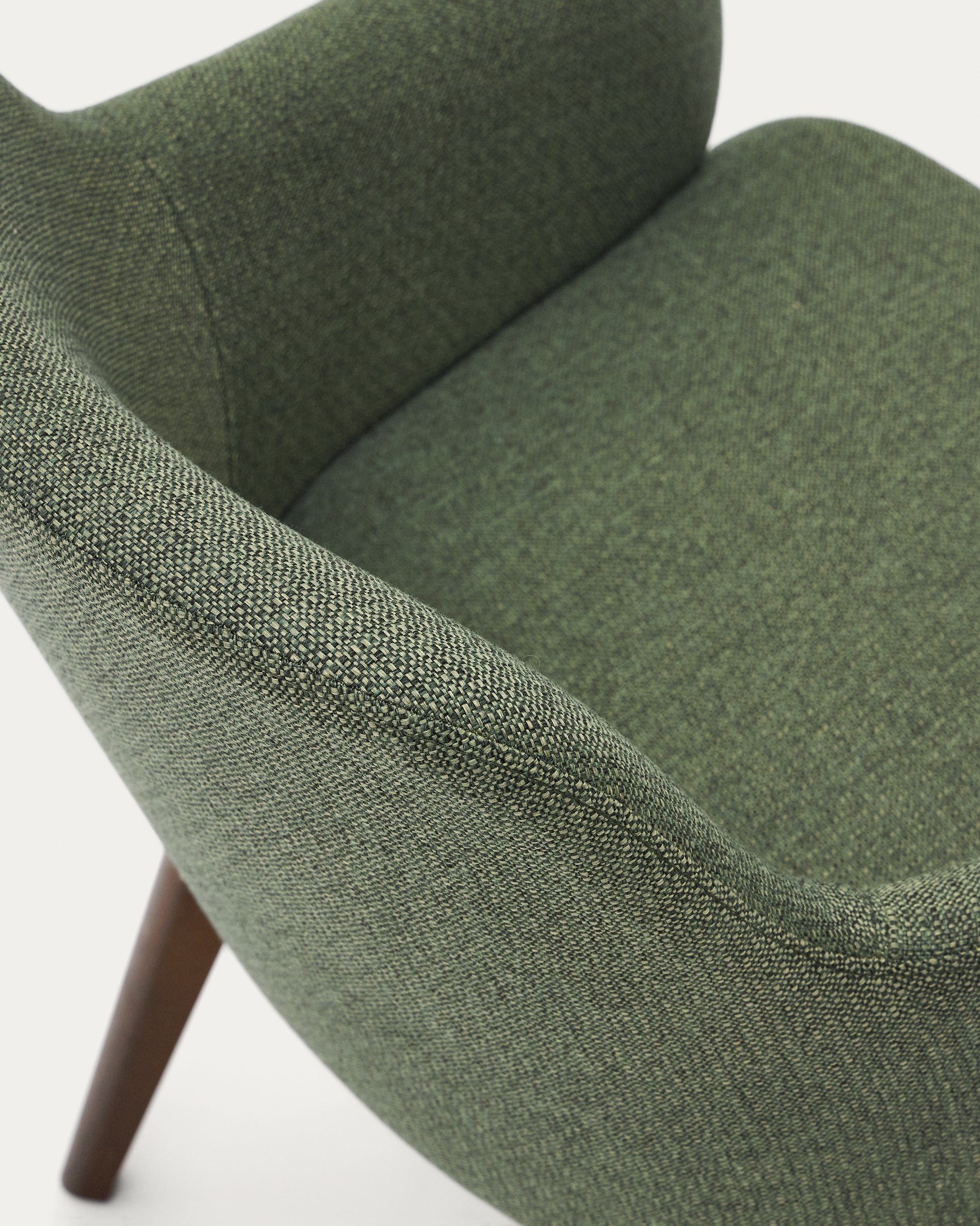 Nelida chair in green chenille and 100% FSC certified solid beech wood with walnut finish