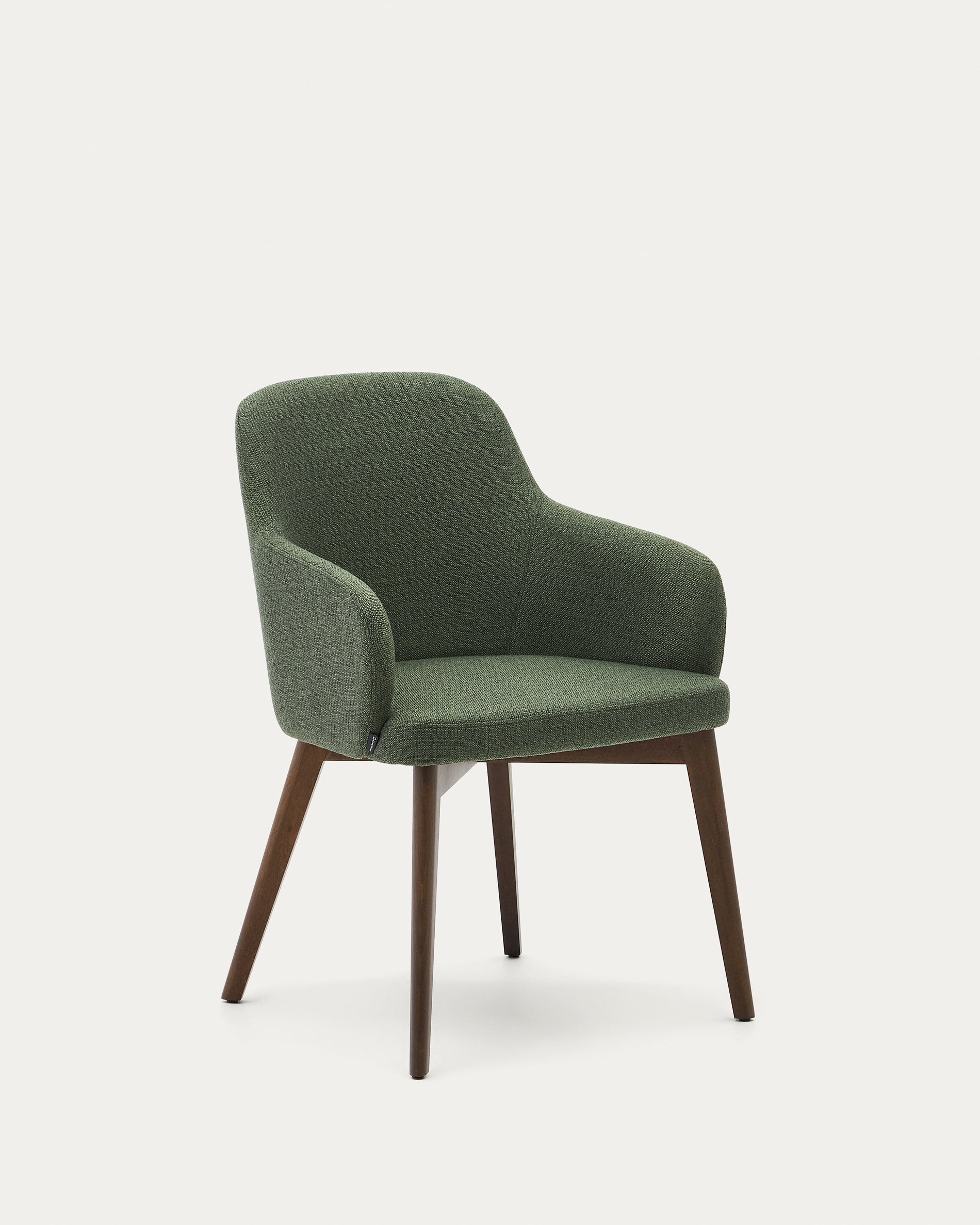 Nelida chair in green chenille and 100% FSC certified solid beech wood with walnut finish