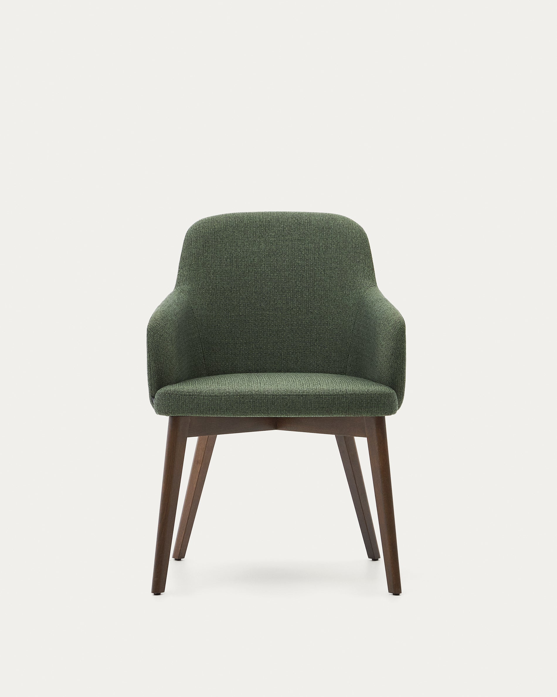 Nelida chair in green chenille and 100% FSC certified solid beech wood with walnut finish