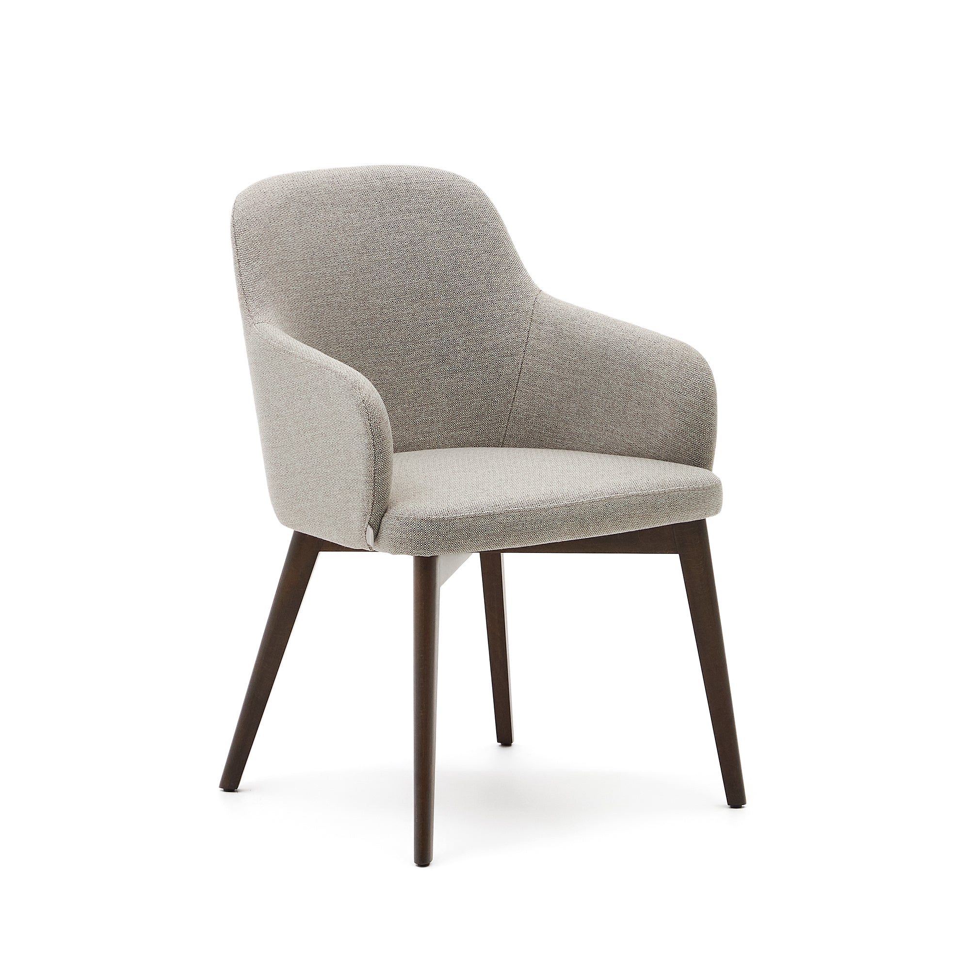 Nelida chair in brown chenille and solid beech wood in a walnut finish FSC 100% - Product Image