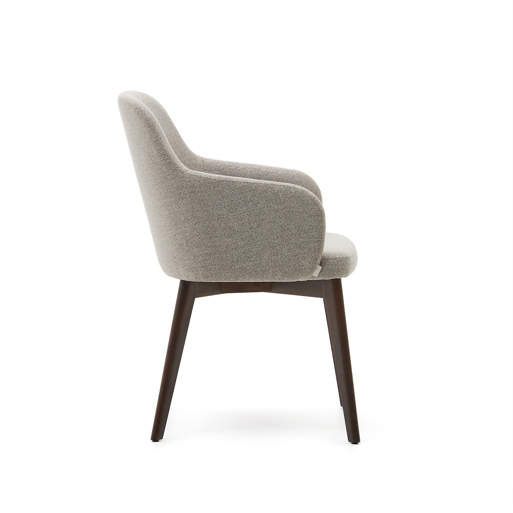 Nelida chair in brown chenille and solid beech wood in a walnut finish FSC 100% - Product Image