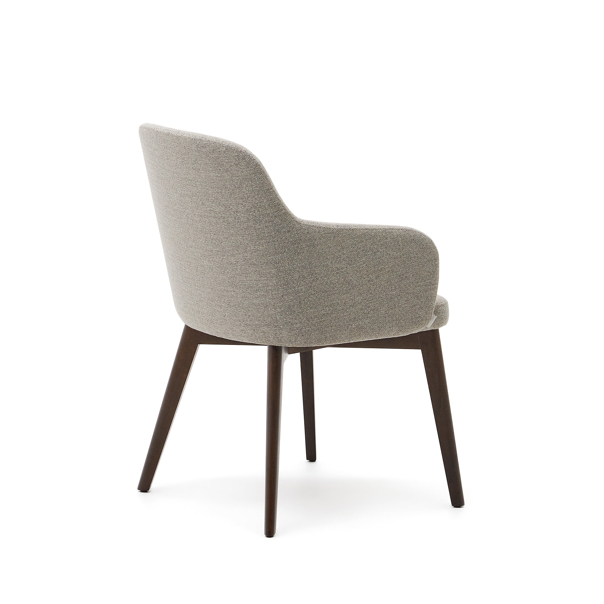 Nelida chair in brown chenille and solid beech wood in a walnut finish FSC 100% - Product Image