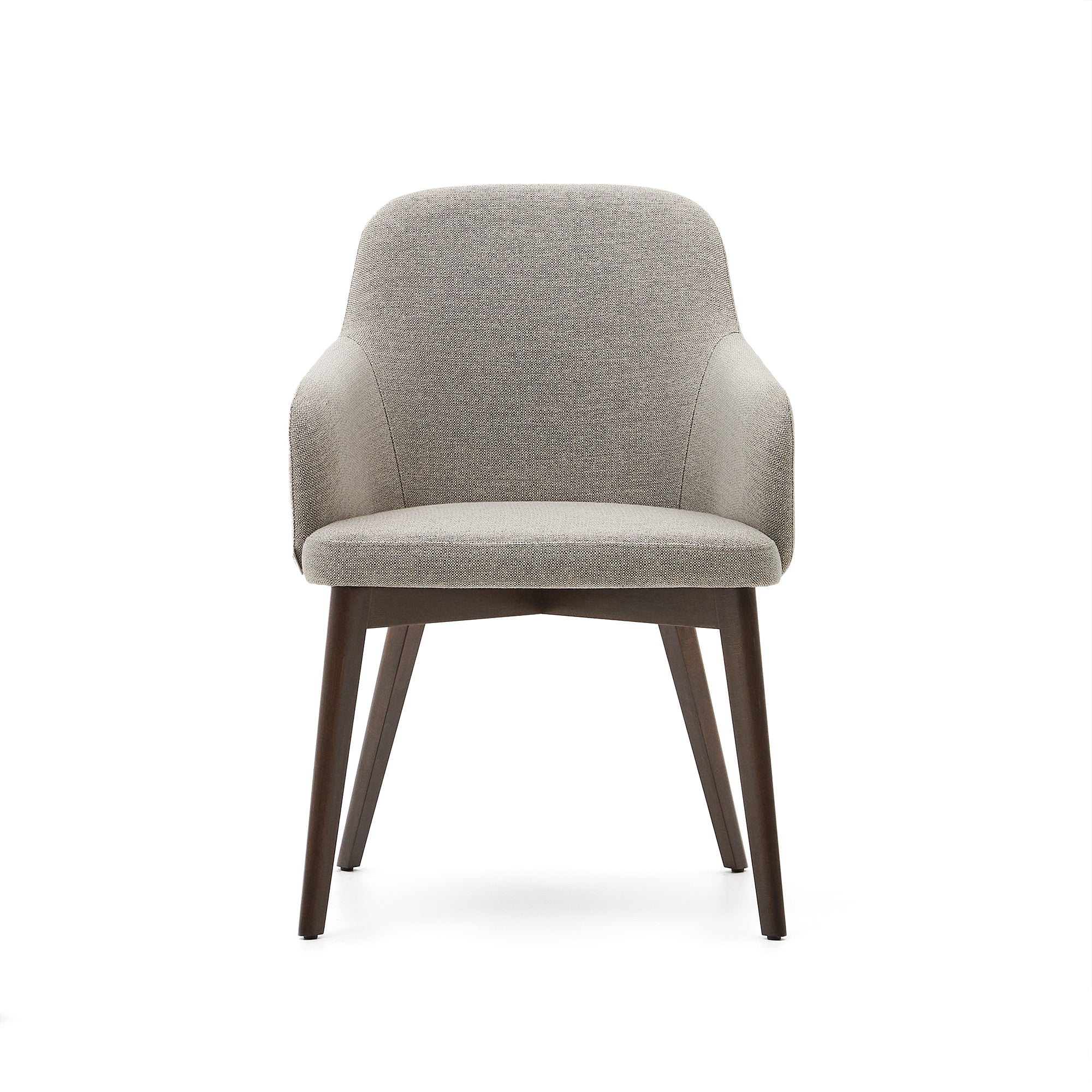 Nelida chair in brown chenille and 100% FSC certified solid beech wood with a walnut finish