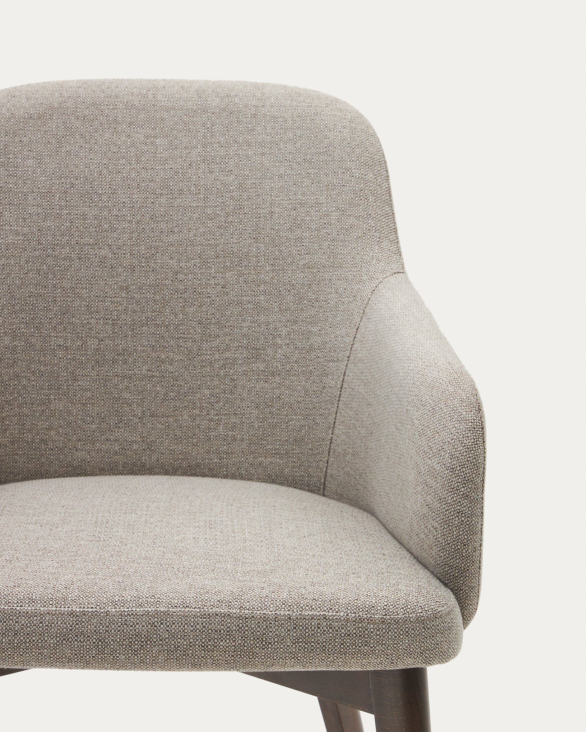 Nelida chair in brown chenille and solid beech wood in a walnut finish FSC 100% - Detail