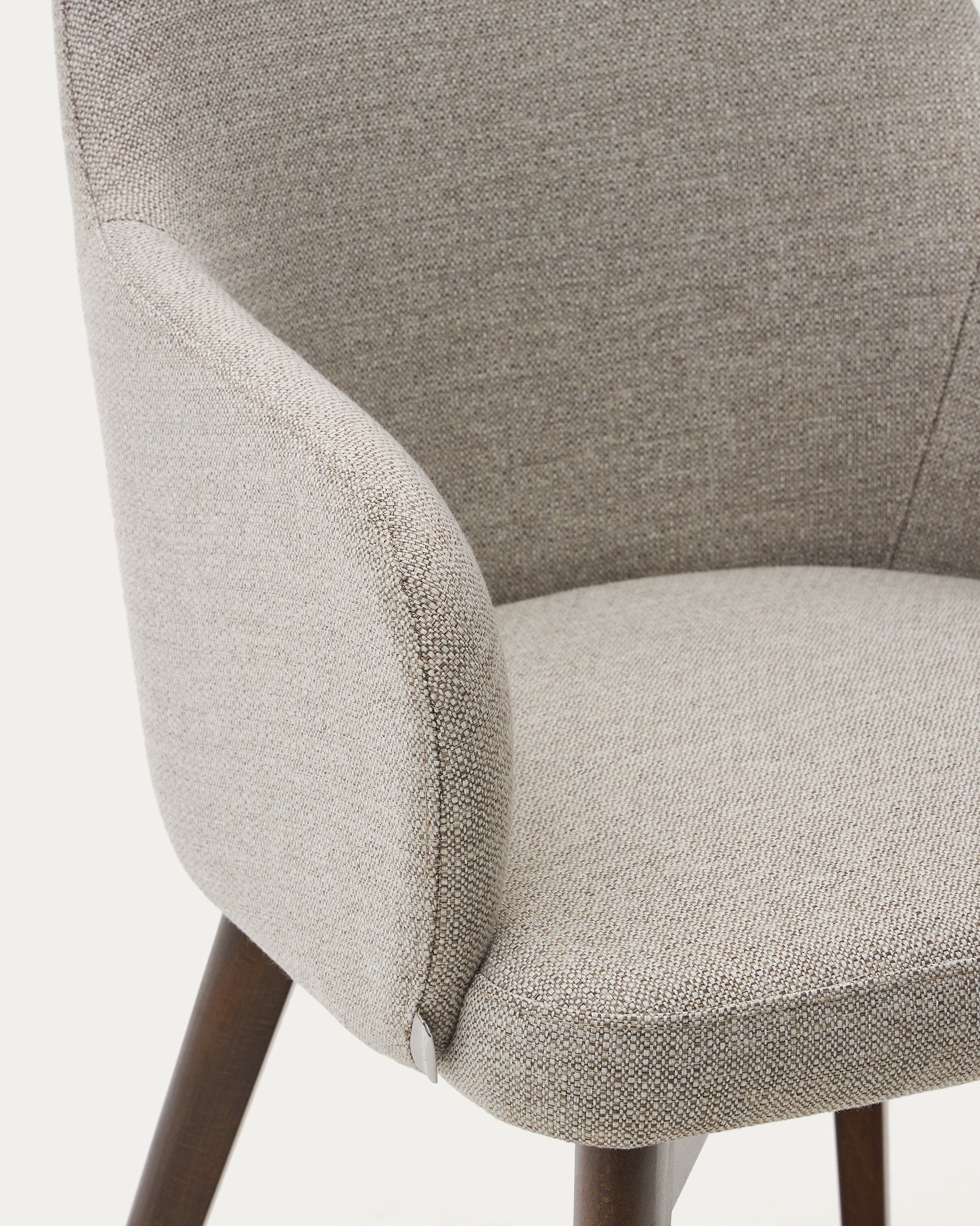 Nelida chair in brown chenille and 100% FSC certified solid beech wood with a walnut finish