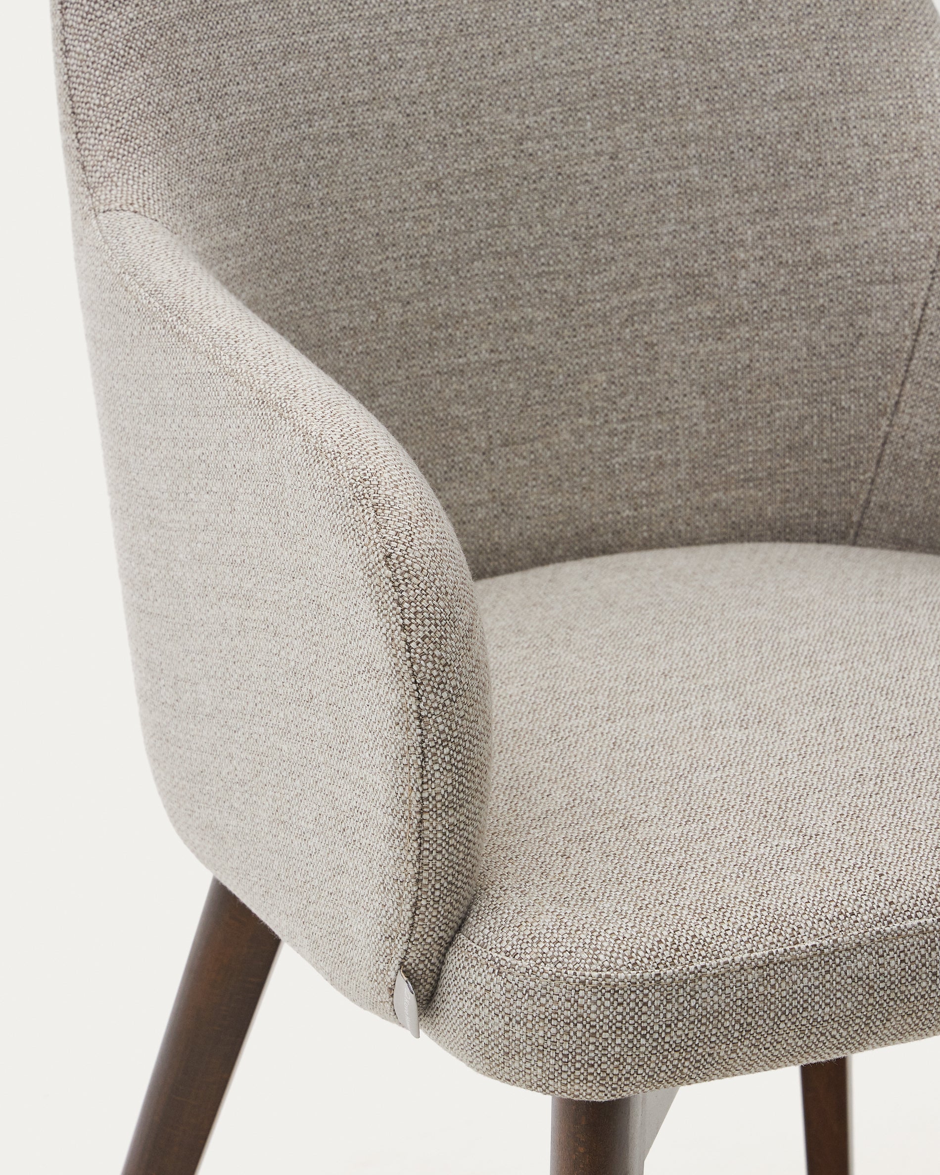 Nelida chair in brown chenille and solid beech wood in a walnut finish FSC 100% - Detail