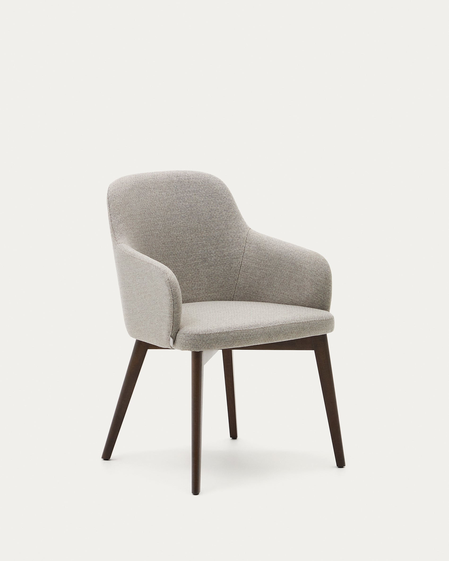 Nelida chair in brown chenille and solid beech wood in a walnut finish FSC 100% - Product View