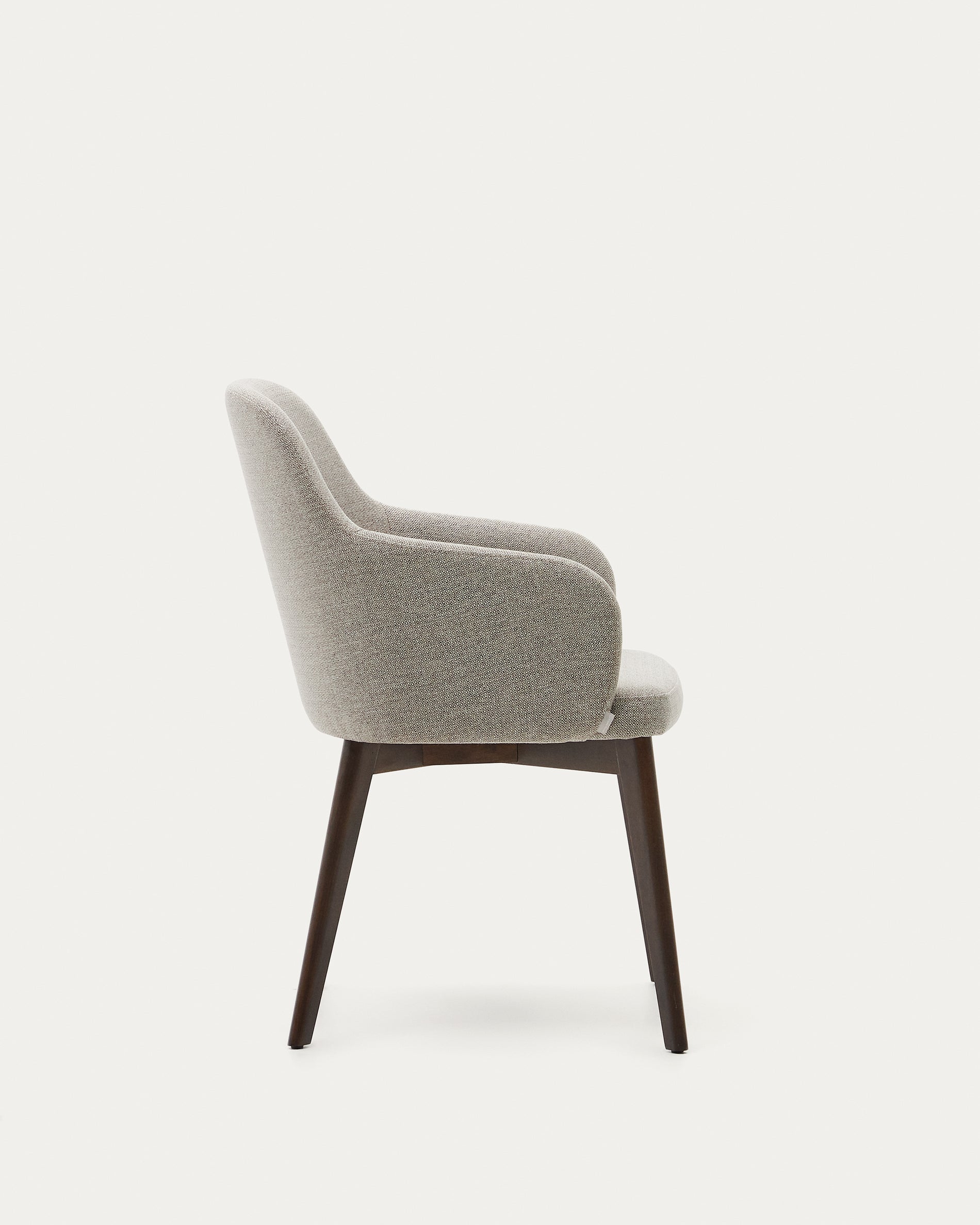 Nelida chair in brown chenille and 100% FSC certified solid beech wood with a walnut finish