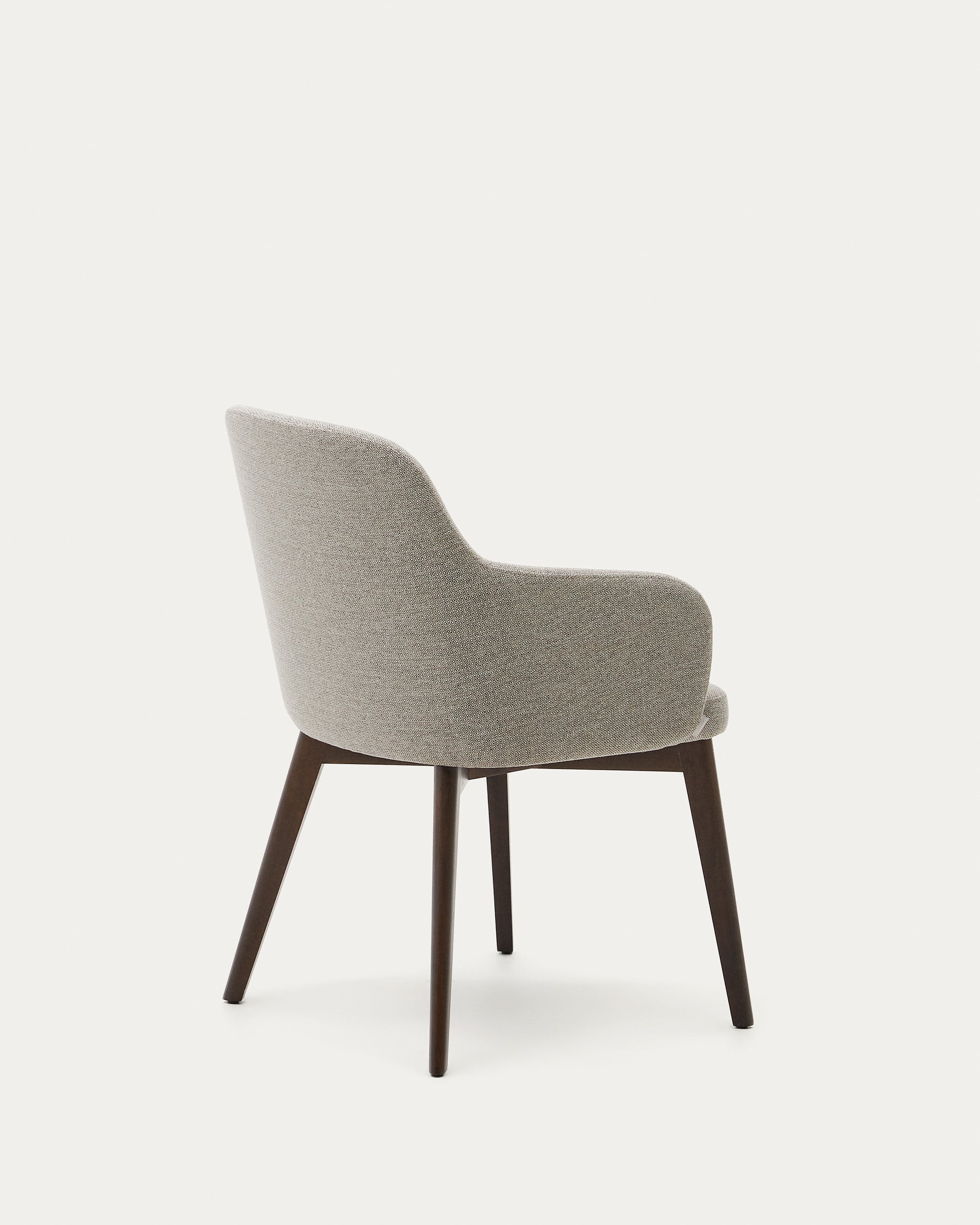 Nelida chair in brown chenille and solid beech wood in a walnut finish FSC 100% - Product View