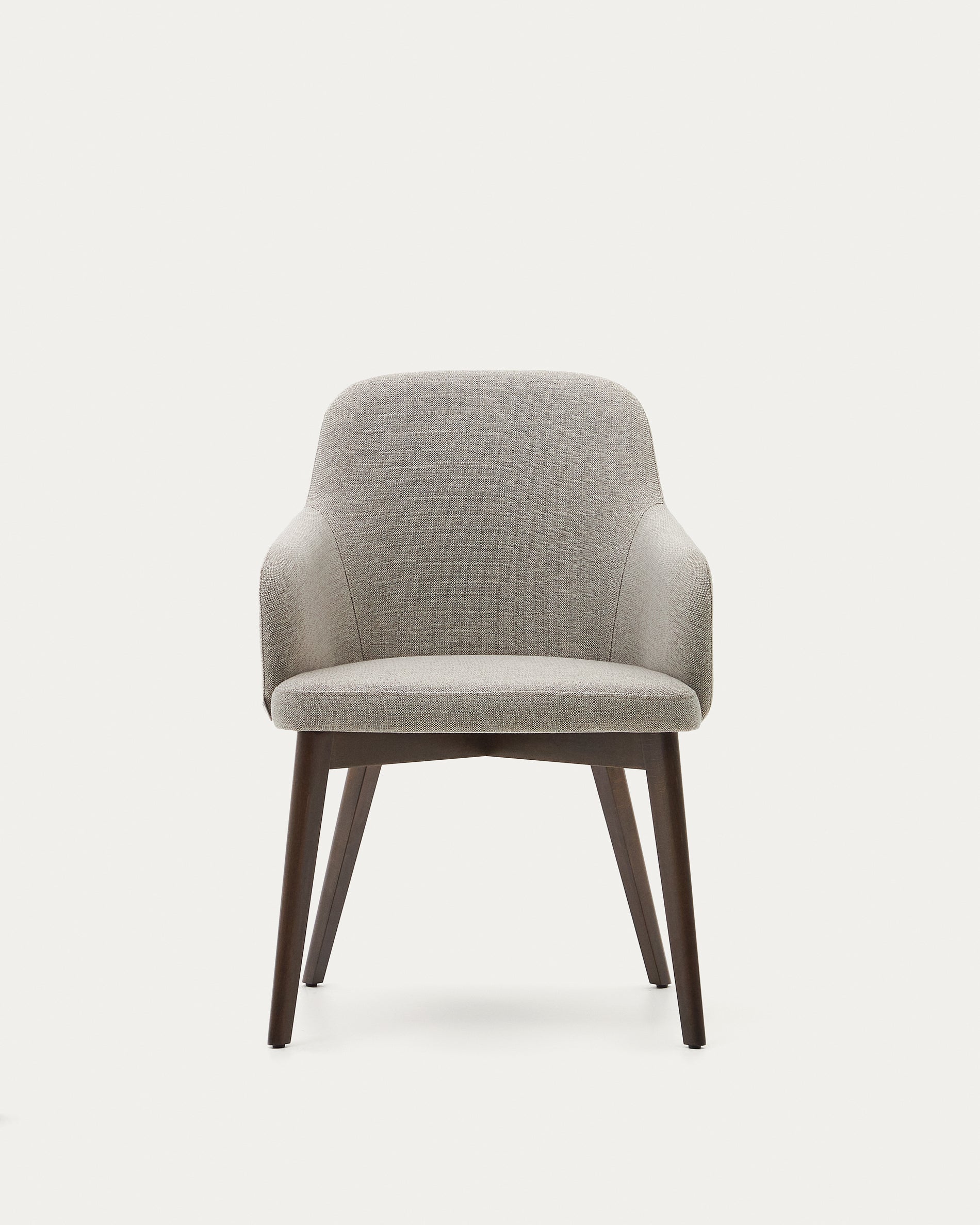 Nelida chair in brown chenille and 100% FSC certified solid beech wood with a walnut finish