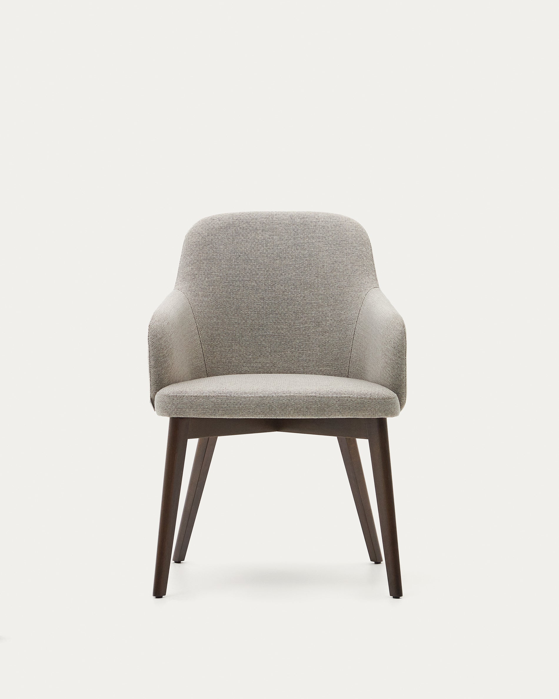 Nelida chair in brown chenille and solid beech wood in a walnut finish FSC 100% - Product View